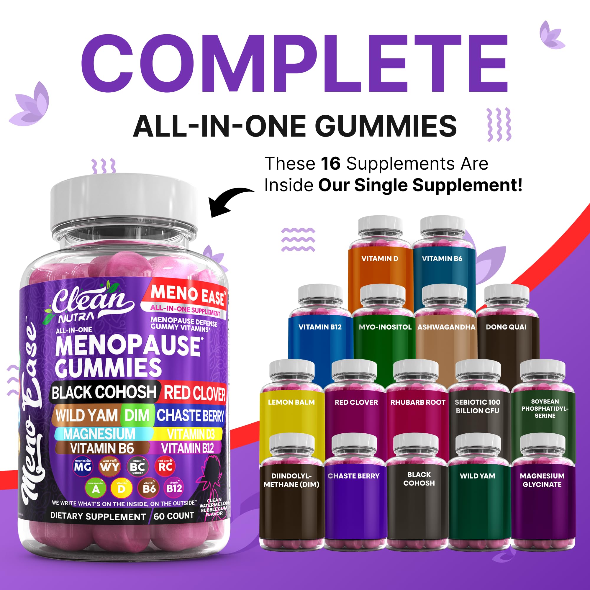 Clean Nutraceuticals Meno Ease Gummies with bergamot for a fresh mood lift.