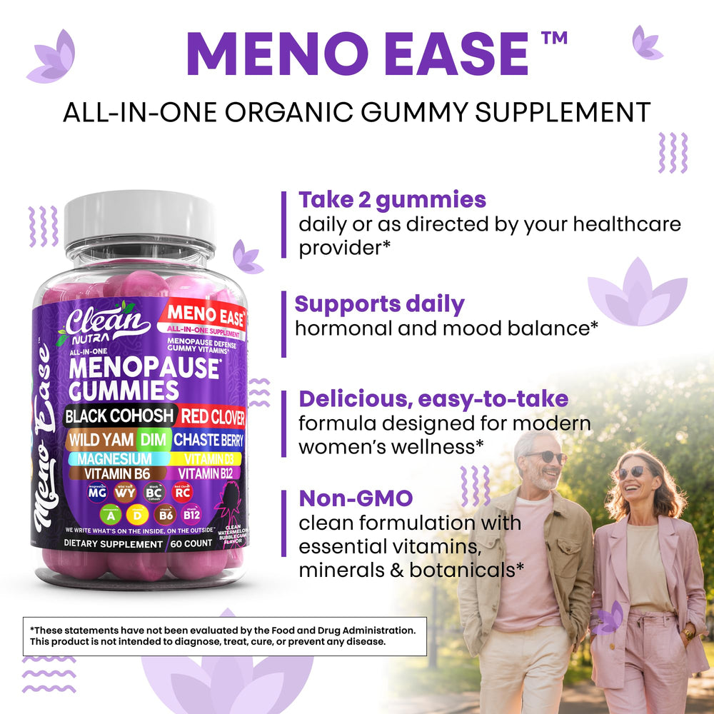 Clean Nutraceuticals Meno Ease Gummies with DIM for hormonal balance support.