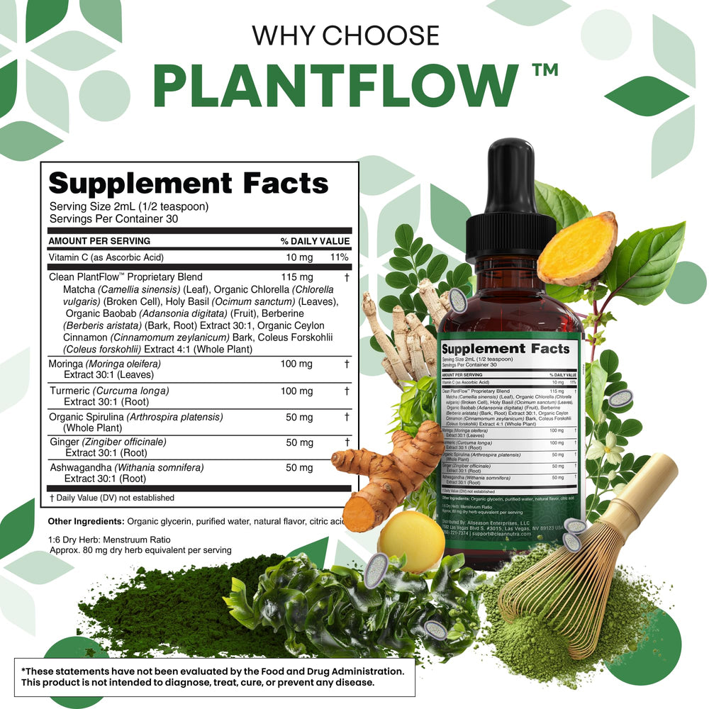Clean Nutraceuticals Moringa Drops pouring liquid into a glass.