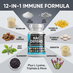 Clean Nutraceuticals NAC Defend capsules resting beside fresh elderberries for supportive ingredients