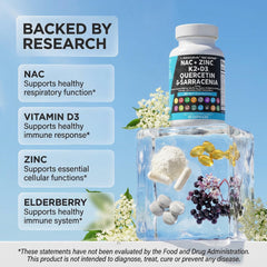 Clean Nutraceuticals NAC Defend label detail showcases zinc and quercetin in the 19-in-1 formula