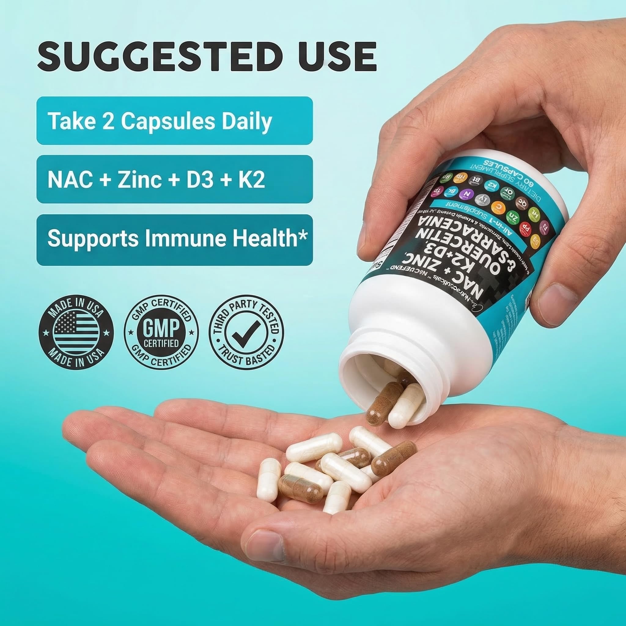 Clean Nutraceuticals NAC Defend packaging highlights vitamin D3 and K2 together in one formula