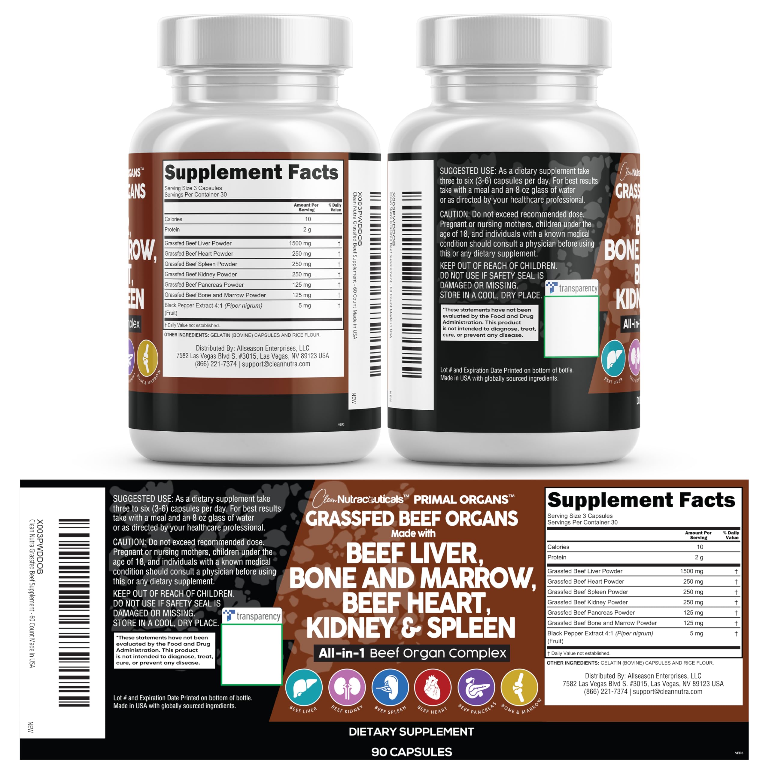 Clean Nutraceuticals organ capsules for a simple daily regimen