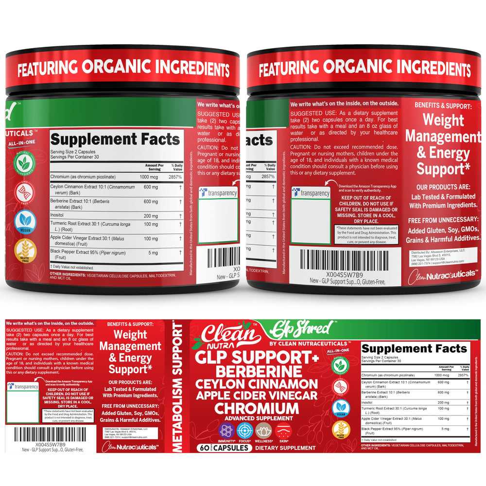 Clean Nutraceuticals packaging and label showcasing clean nutrition