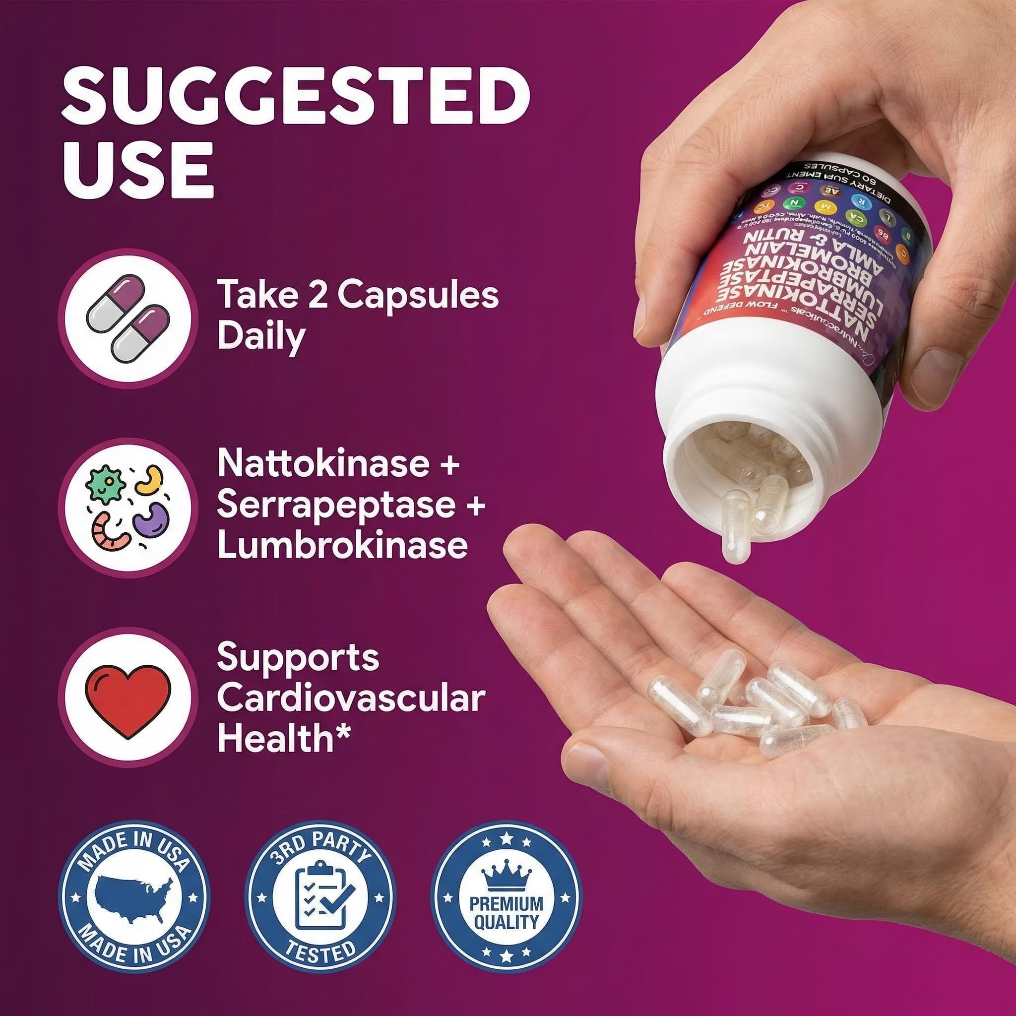 Clean Nutraceuticals papain and bromelain ingredients suggest natural enzyme support.