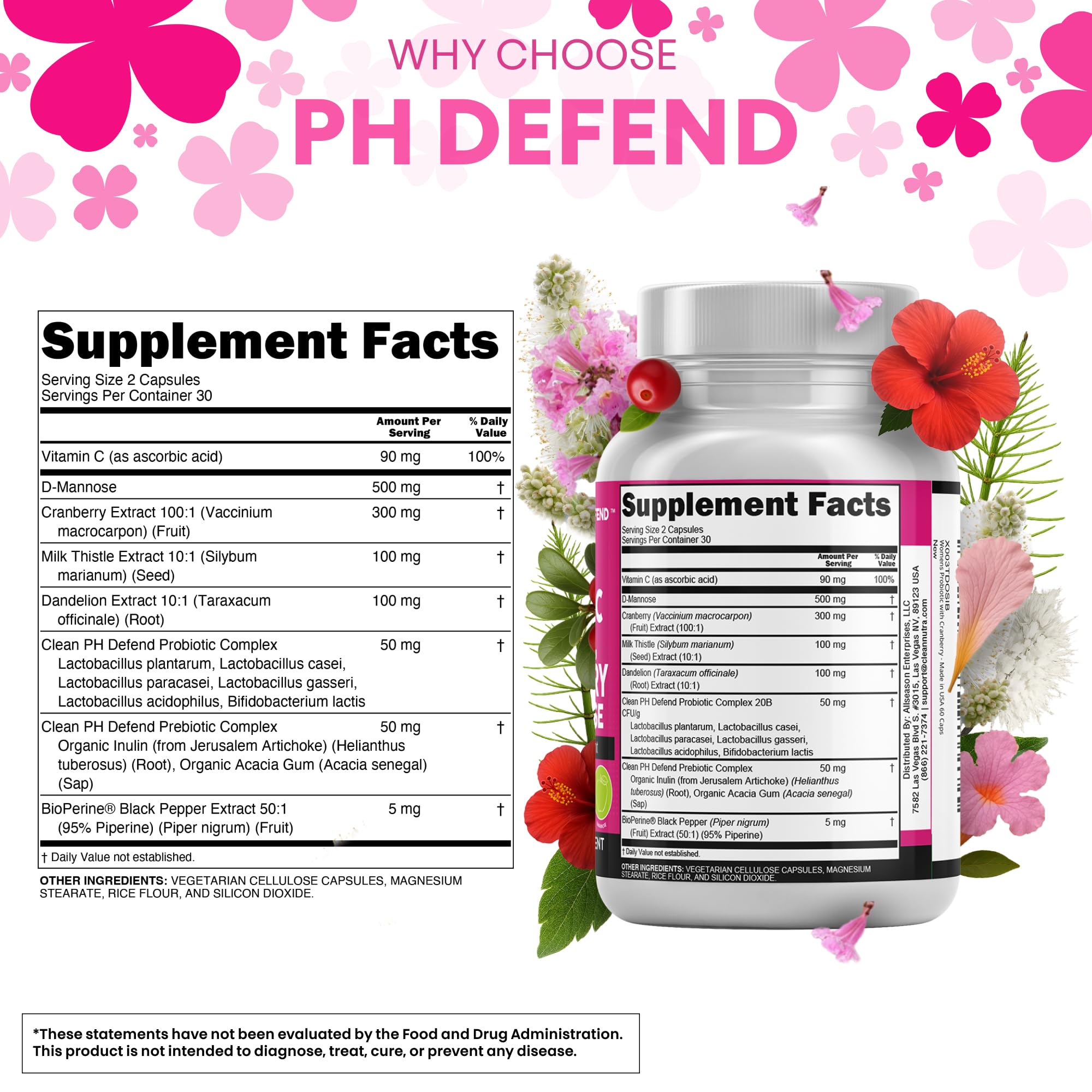 Clean Nutraceuticals PH Defend ingredients list with 20 billion CFU.