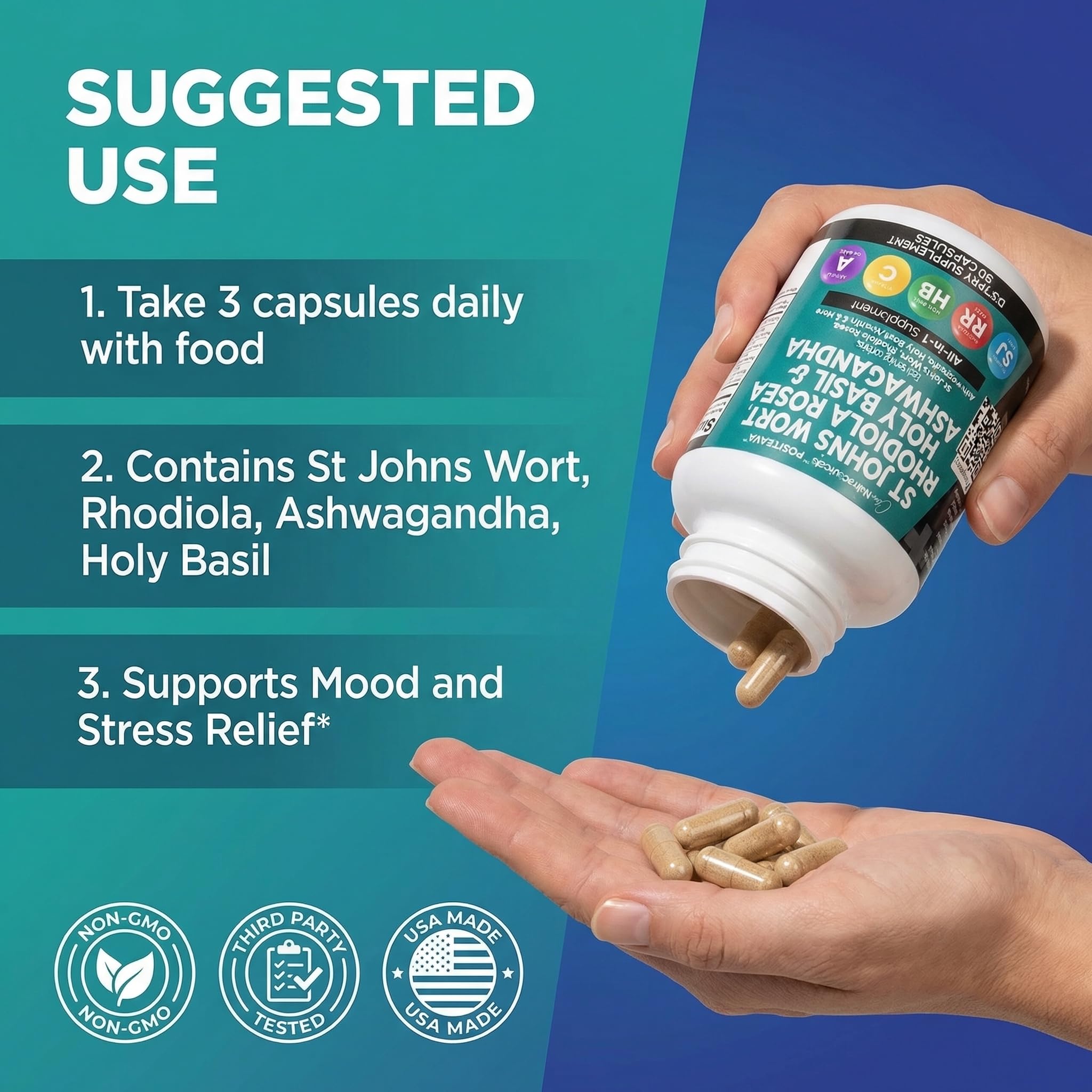 Clean Nutraceuticals Positeava Holy Basil leaves image suggests mood balance.
