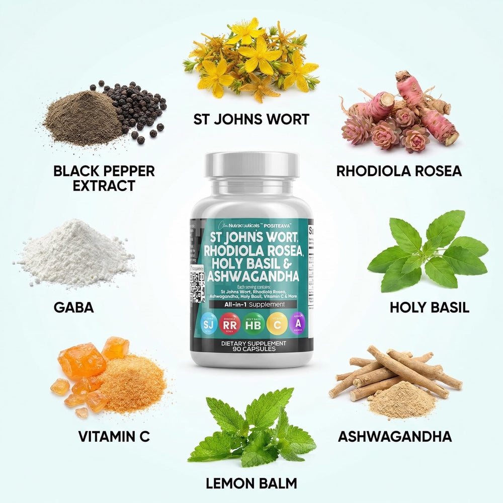 Clean Nutraceuticals Positeava Rhodiola Rosea powder close-up for balance.