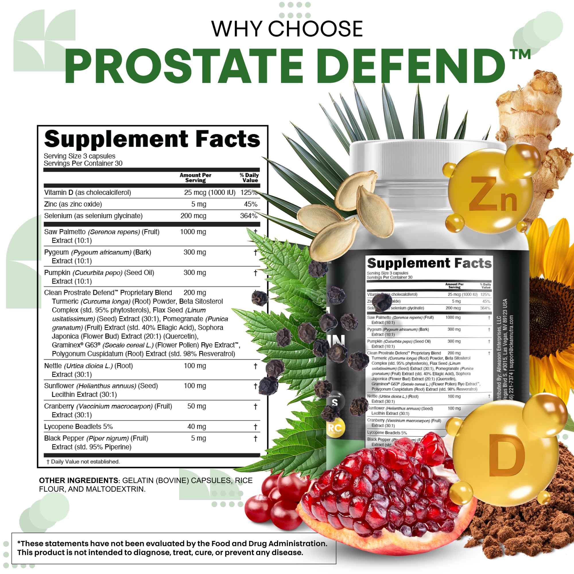 Pygeum africanum extract in Clean Nutraceuticals blend for daily use