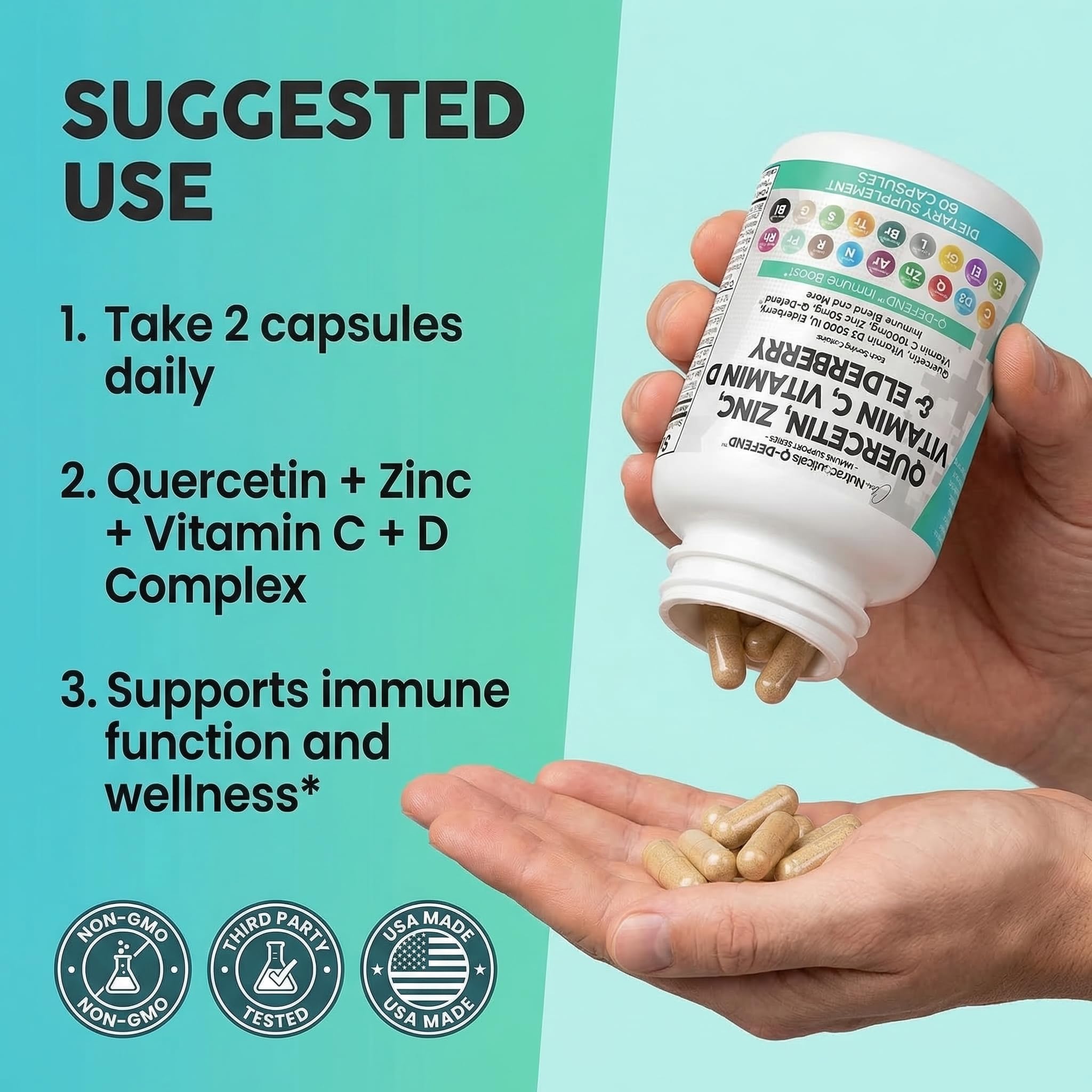 Clean Nutraceuticals Q Defend daily-dose visual – ideal for on-the-go immunity.