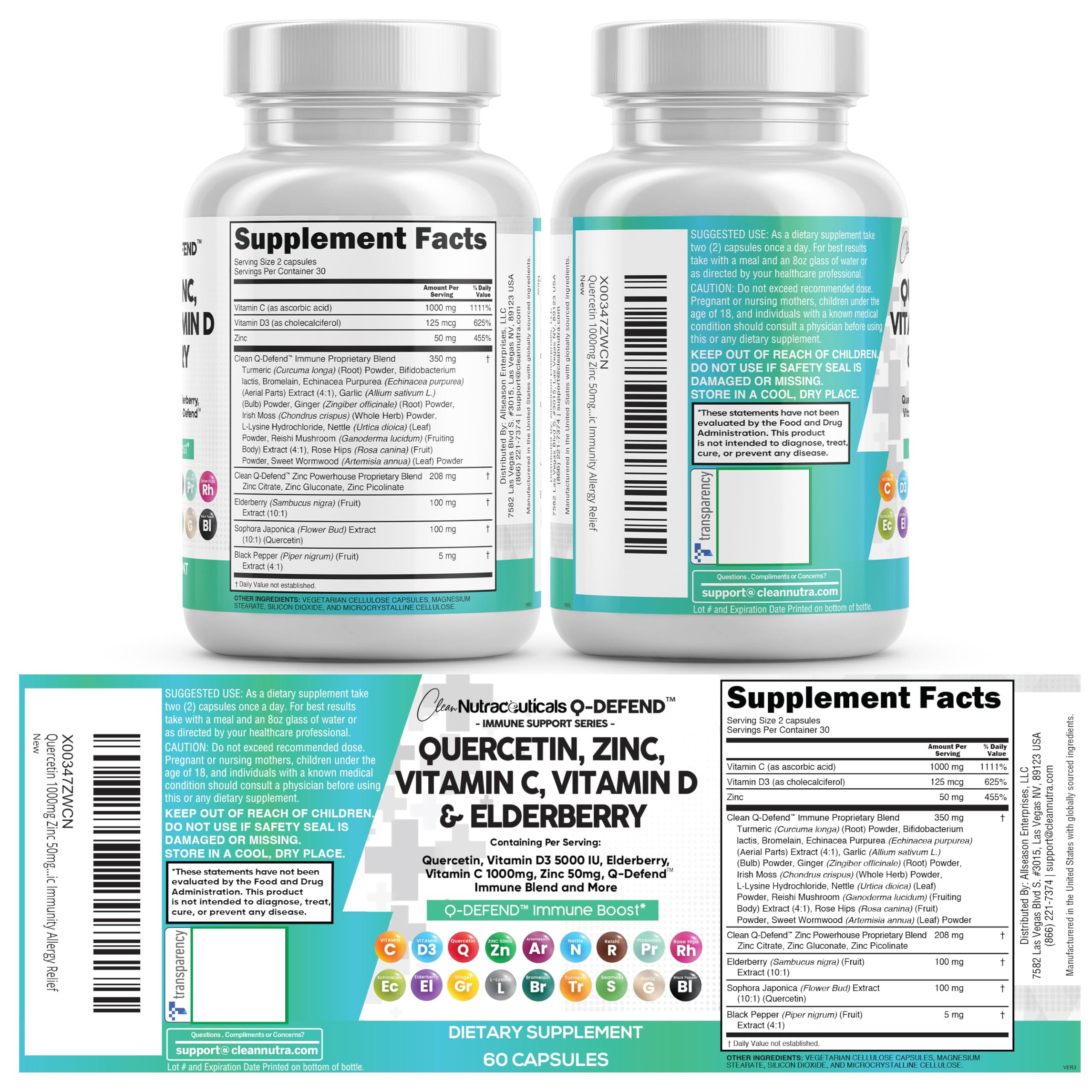 Clean Nutraceuticals Q Defend container – travel-friendly packaging for everyday wellness.