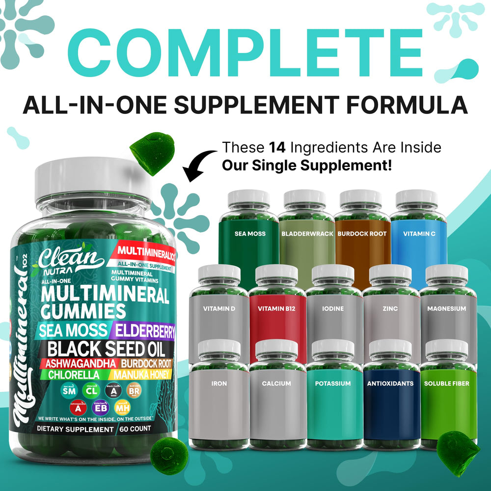 Close-up of Clean Nutraceuticals Sea Moss Gummies showing glossy texture and vibrant green color.