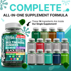 Close-up of Clean Nutraceuticals Sea Moss Gummies showing glossy texture and vibrant green color.