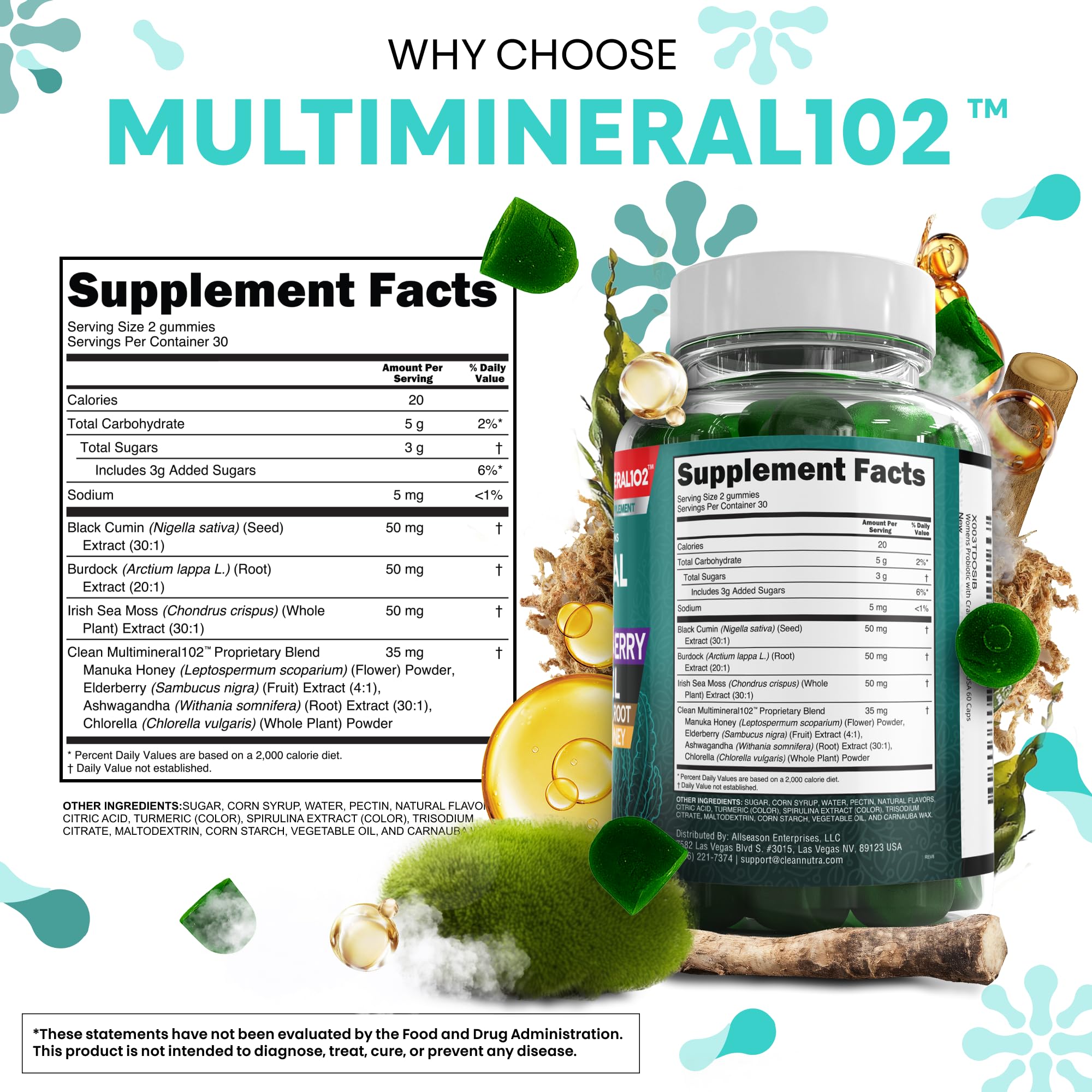 Family-friendly use shot suggests adults and kids enjoying the chewable supplements.