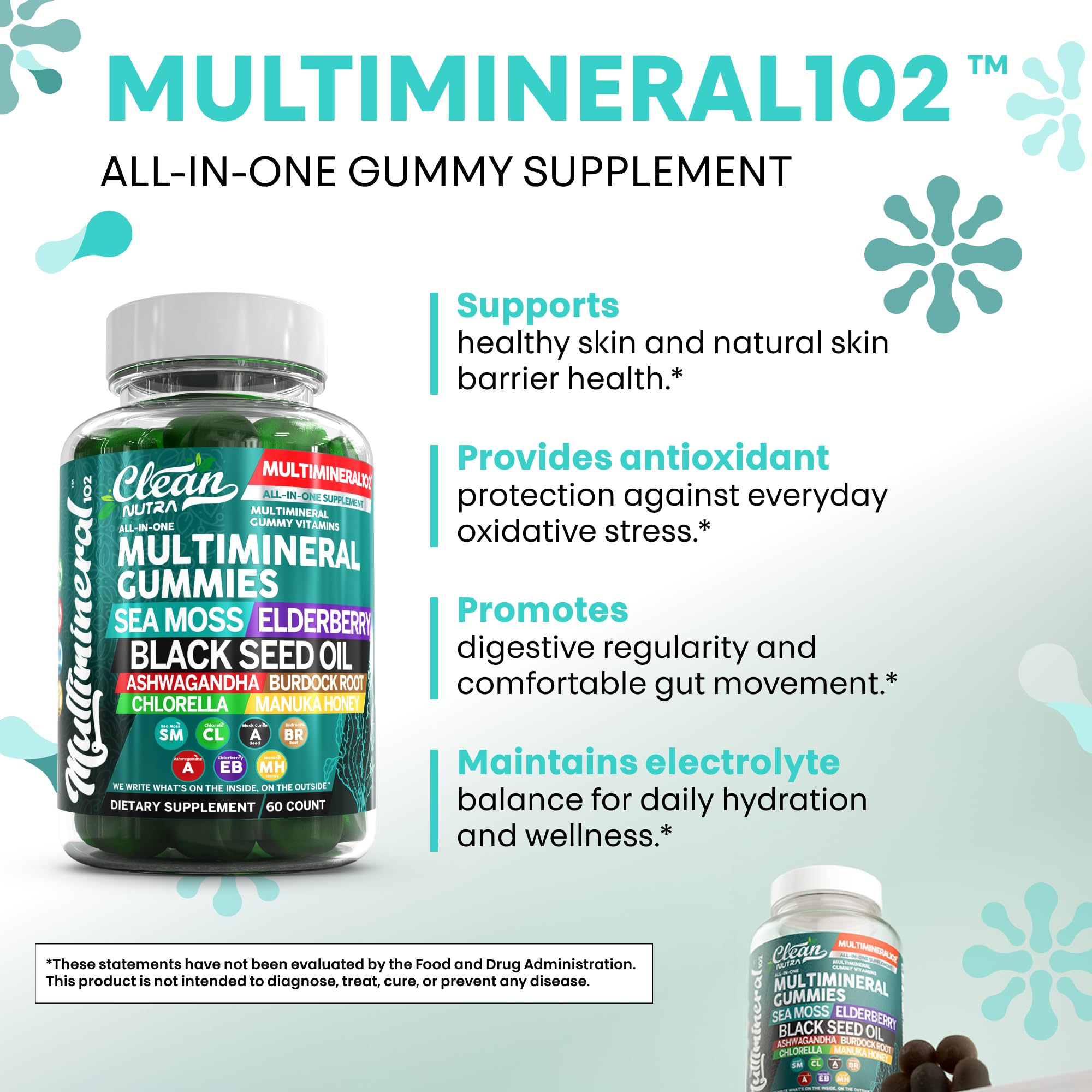 Label close-up emphasizes gluten-free vegan claim and nourishing mineral blend.