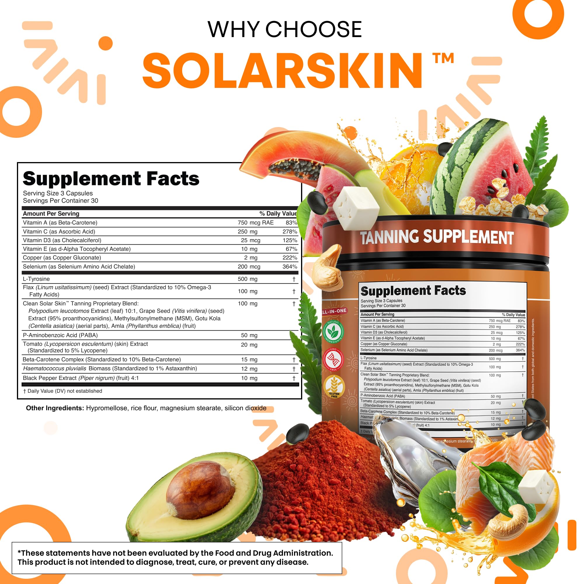 Solar Skin capsules with flaxseed oil and omega-3 for nourishment