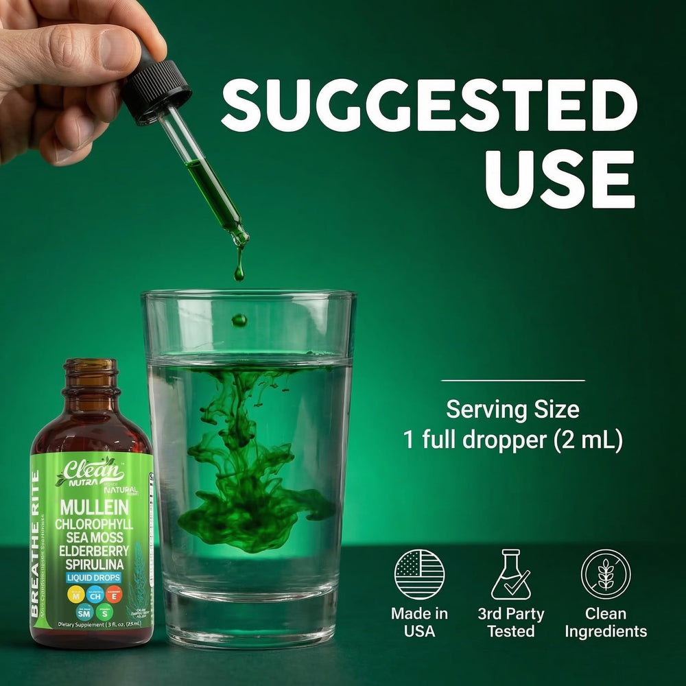 Clean Nutraceuticals Mullein Drops highlighting tart cherry and marigold for daily vitality
