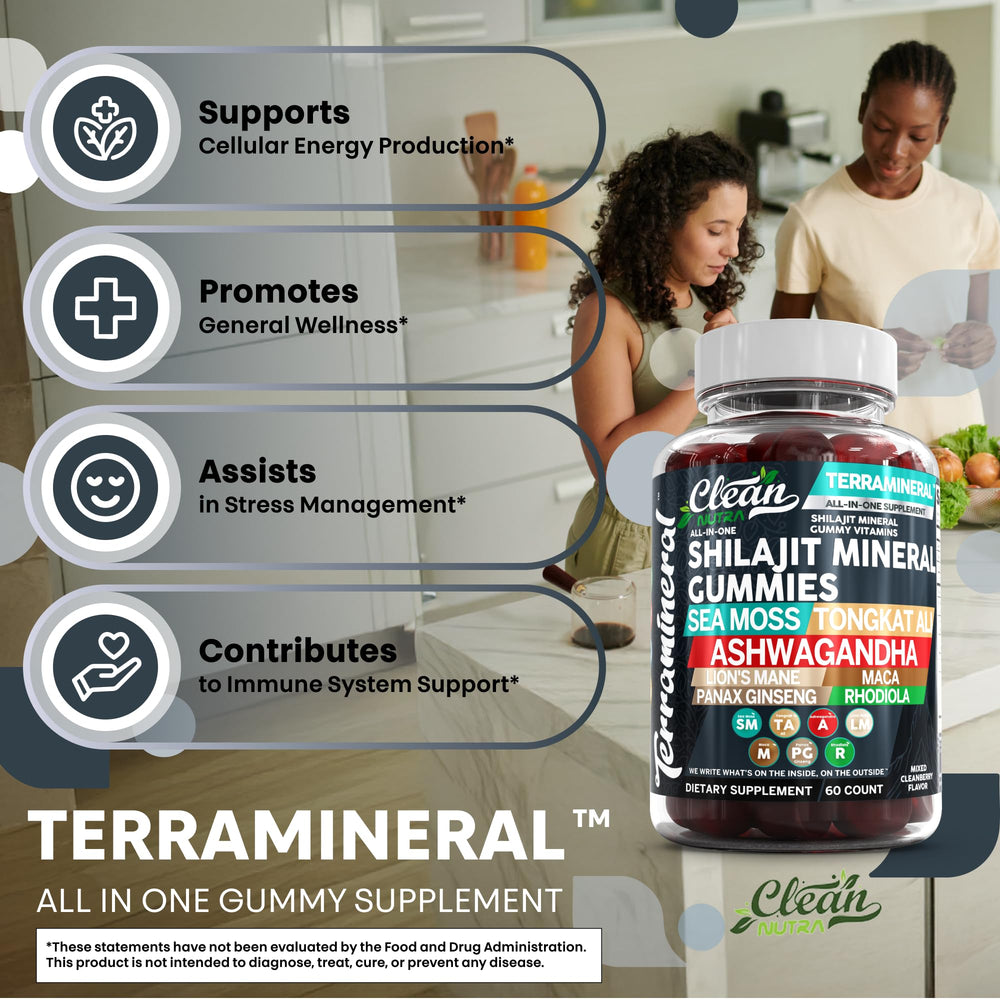 Clean Nutraceuticals Terramineral Lions Mane Gummies jar supports mental clarity