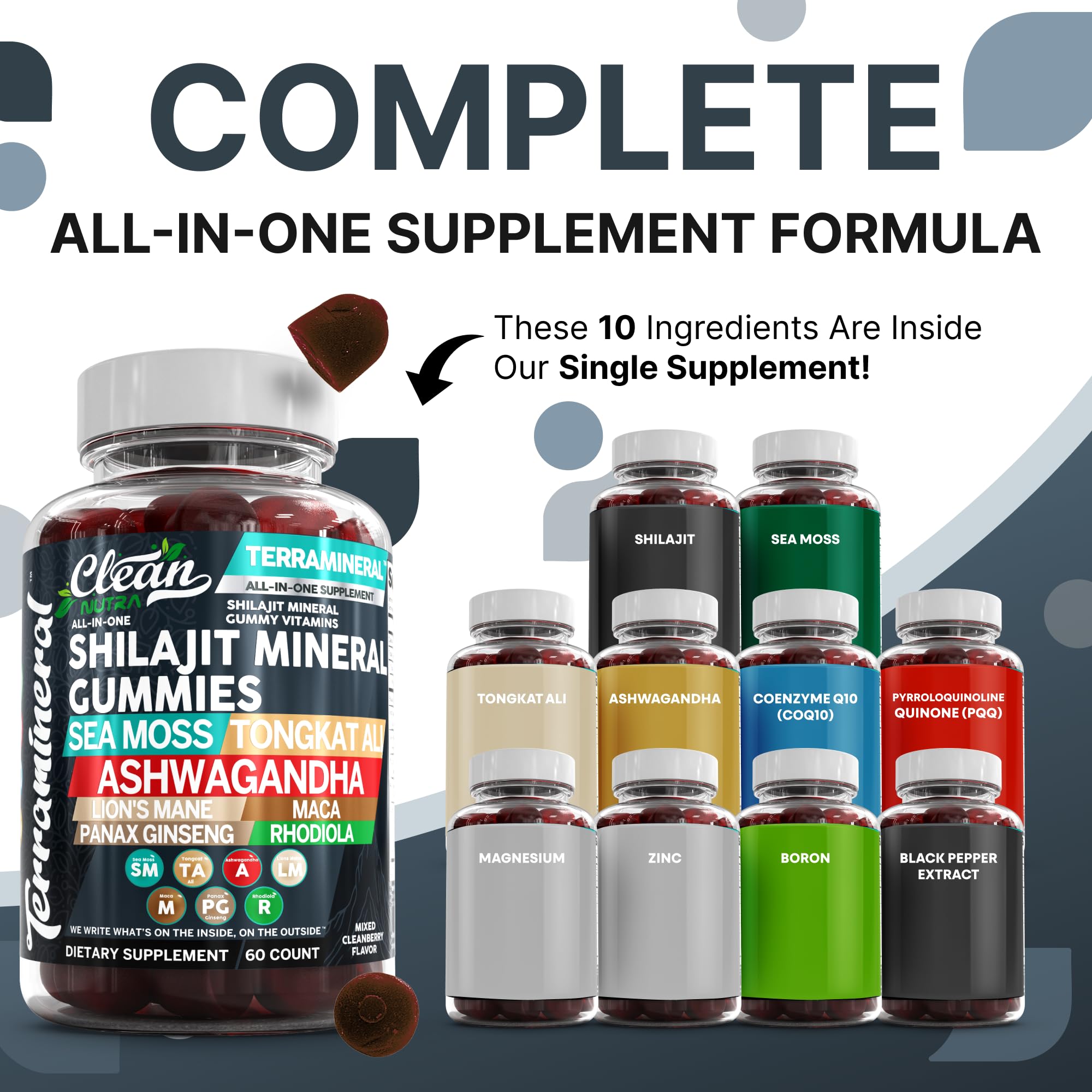 Clean Nutraceuticals Terramineral Sea Moss Gummies pouch strengthens minerals