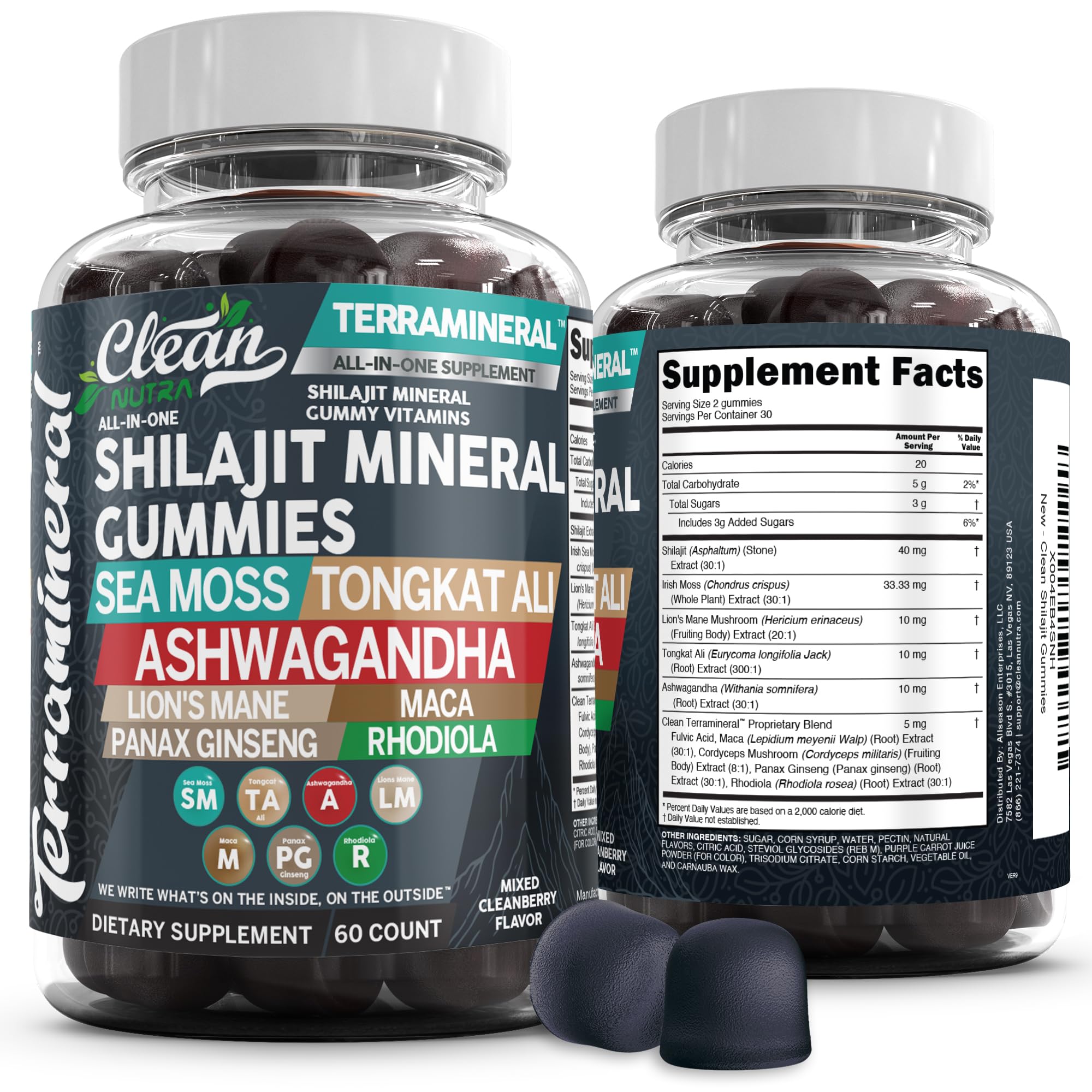 Clean Nutraceuticals Terramineral Shilajit Gummies bottle supports daily vitality