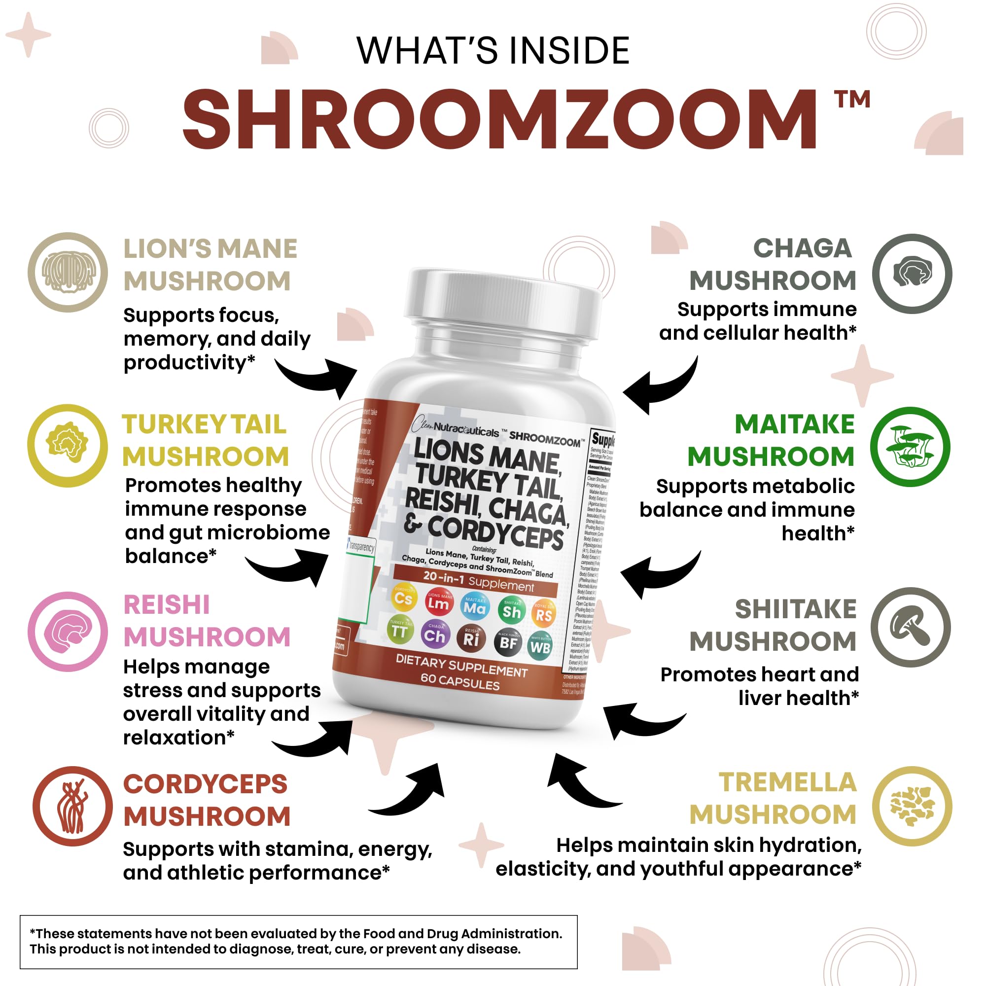 Clean Nutraceuticals turkey tail extract capsules close-up for immune-support potential.