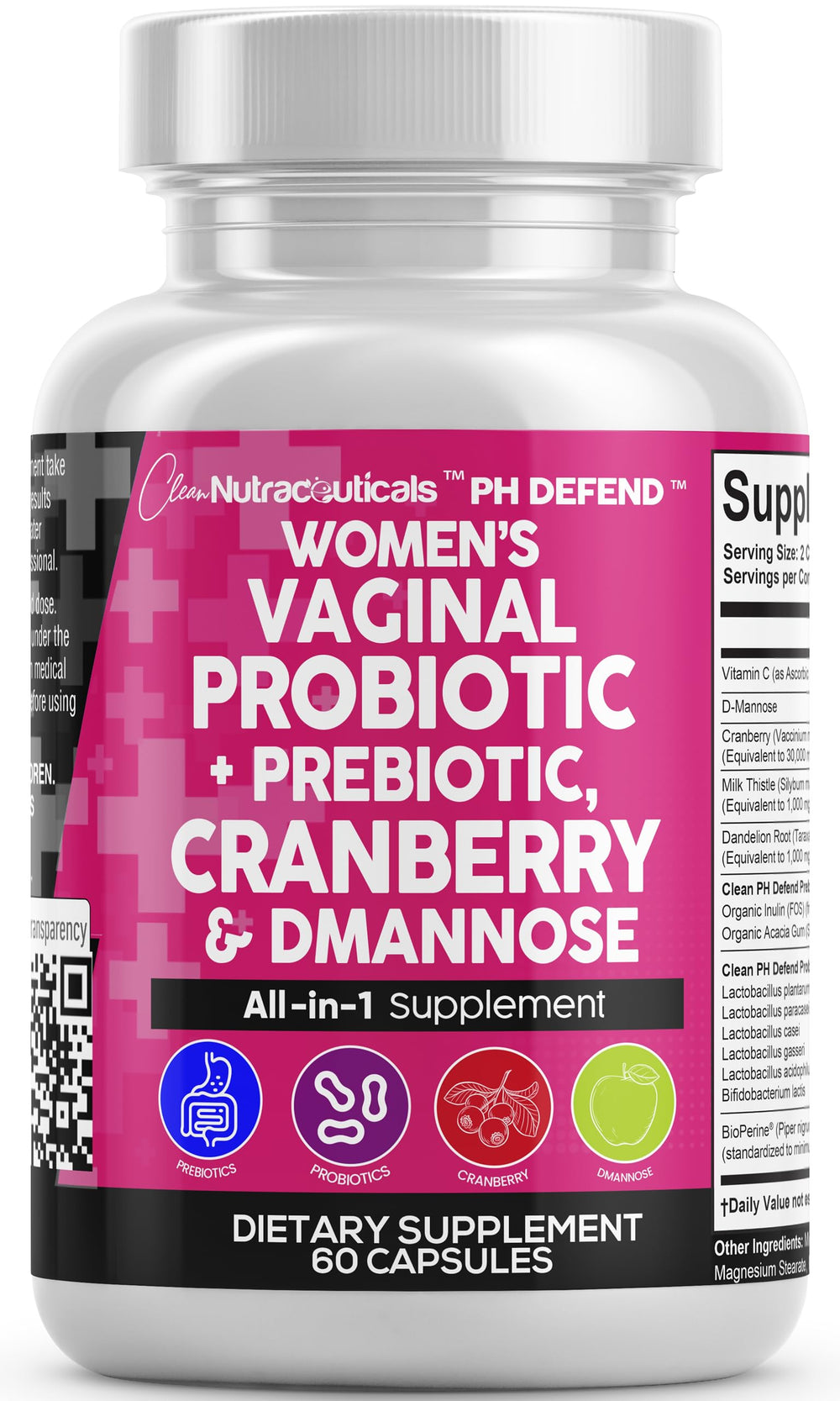 Clean Nutraceuticals vaginal probiotics bottle with capsules for daily feminine health.