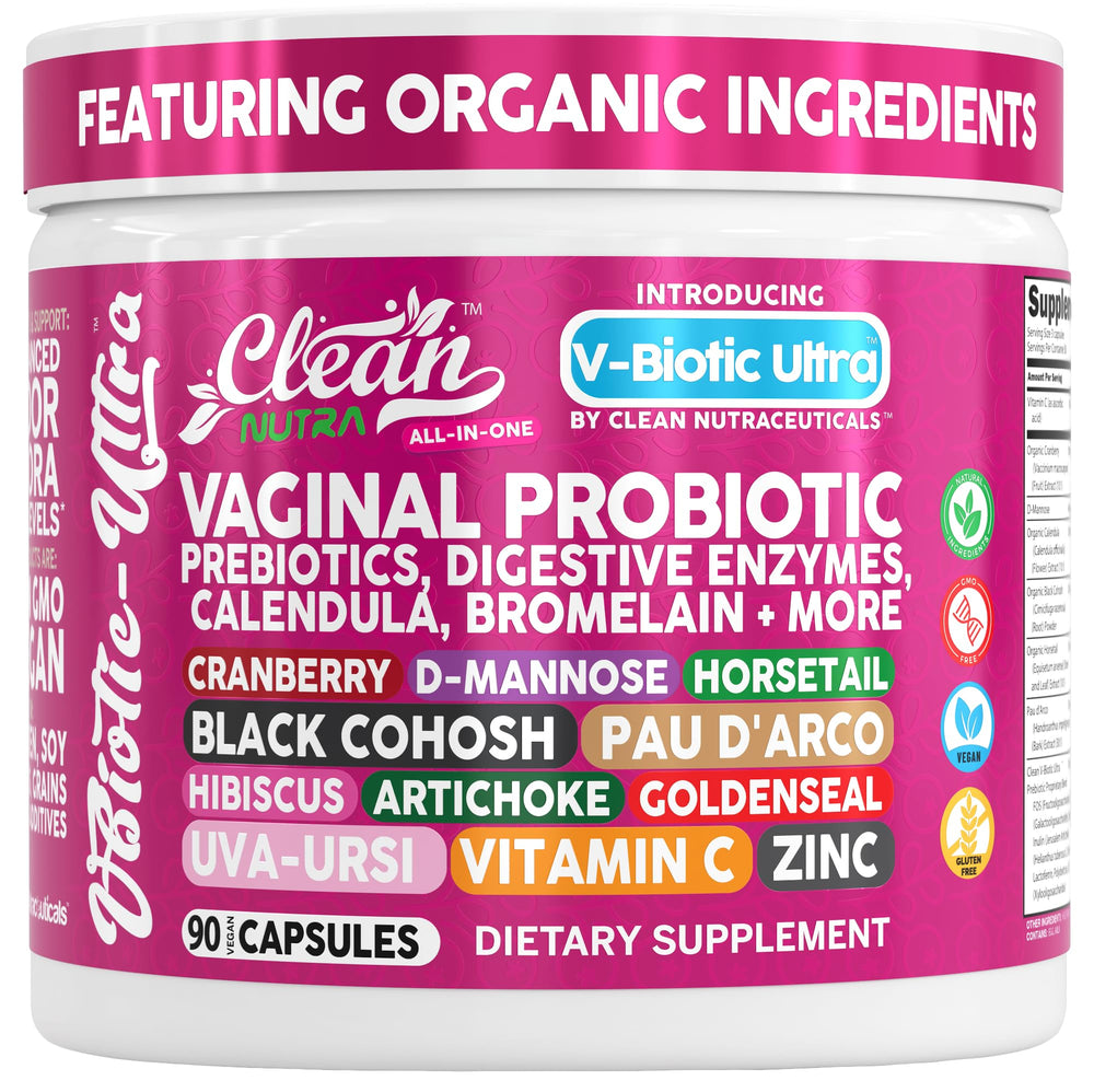 Clean Nutraceuticals Vaginal Probiotics bottle for daily balance and comfort