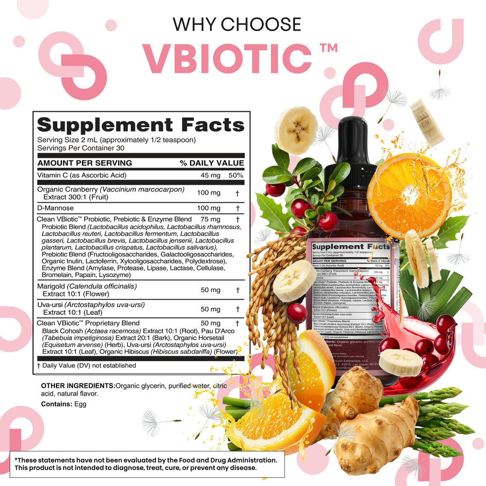 D-Mannose powder component indicating digestive support in Clean Nutraceuticals VBiotic.