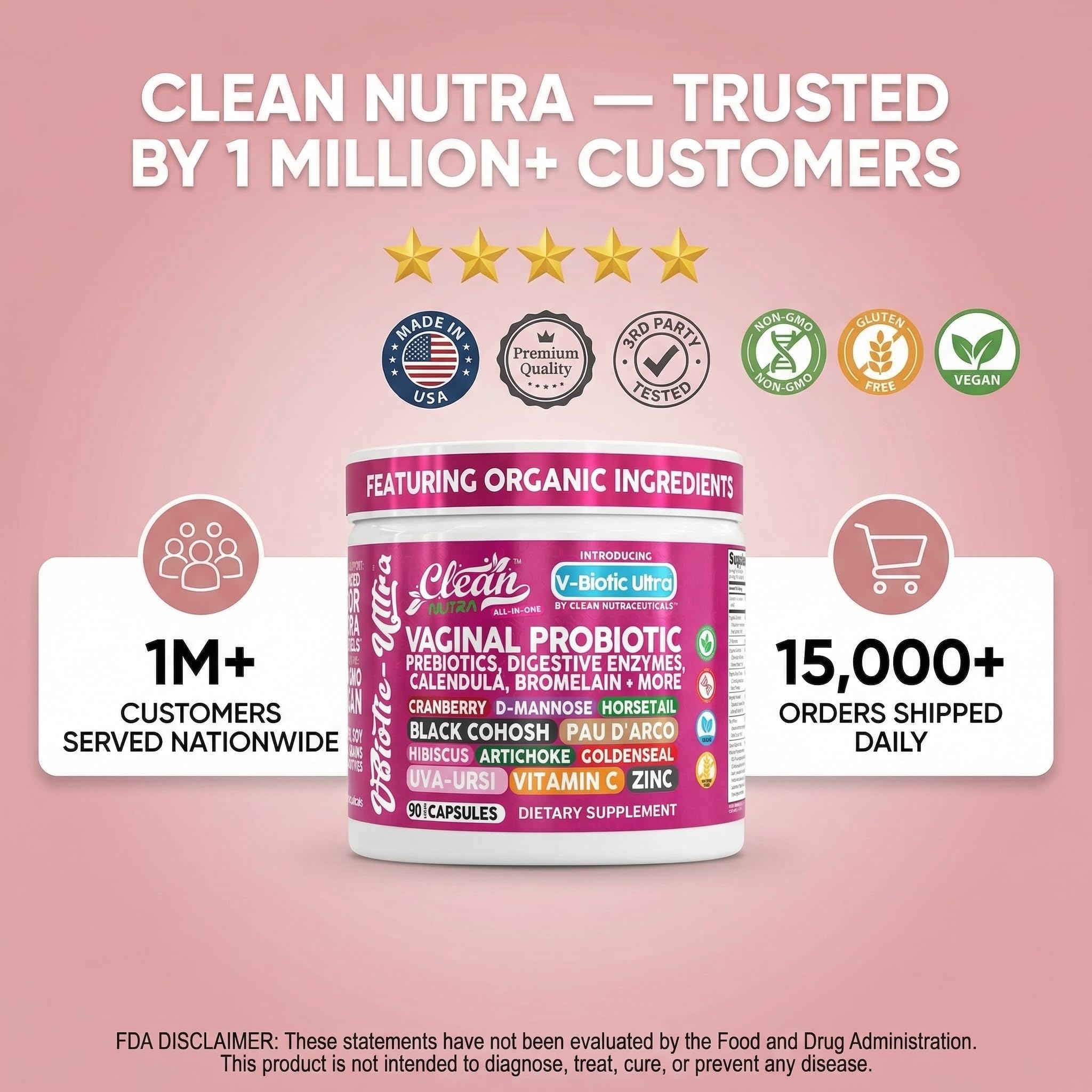 Clean Nutraceuticals Vegan capsules packaging designed for daily use
