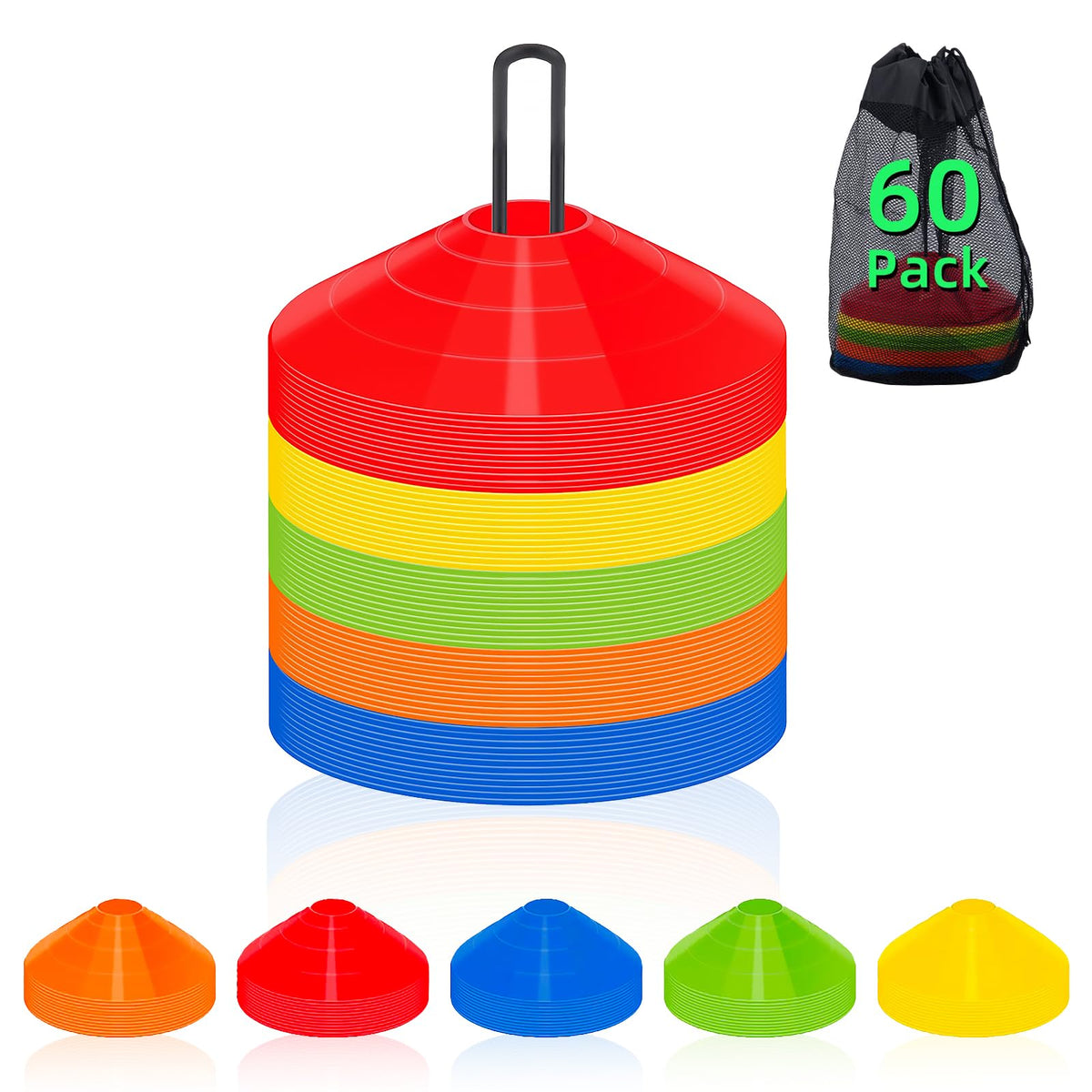 Clean Pioneer agile soccer cones in bright colors for fast drill sessions