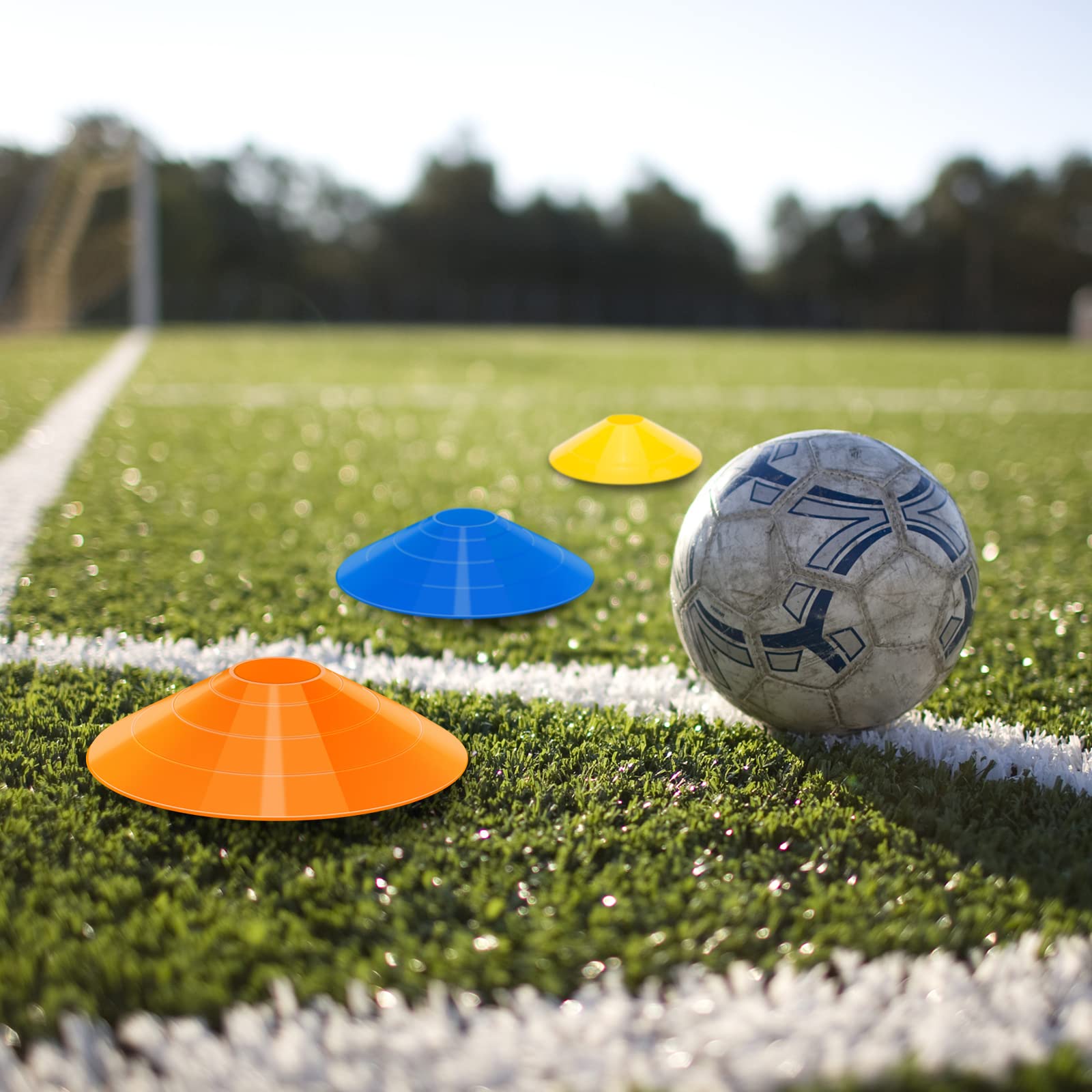 Clean Pioneer football and basketball training cones for versatile field drills
