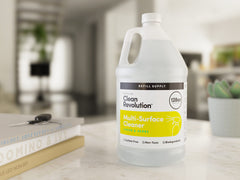 Clean Revolution all-purpose cleaner bottle with plant-based formula and citrus scent.