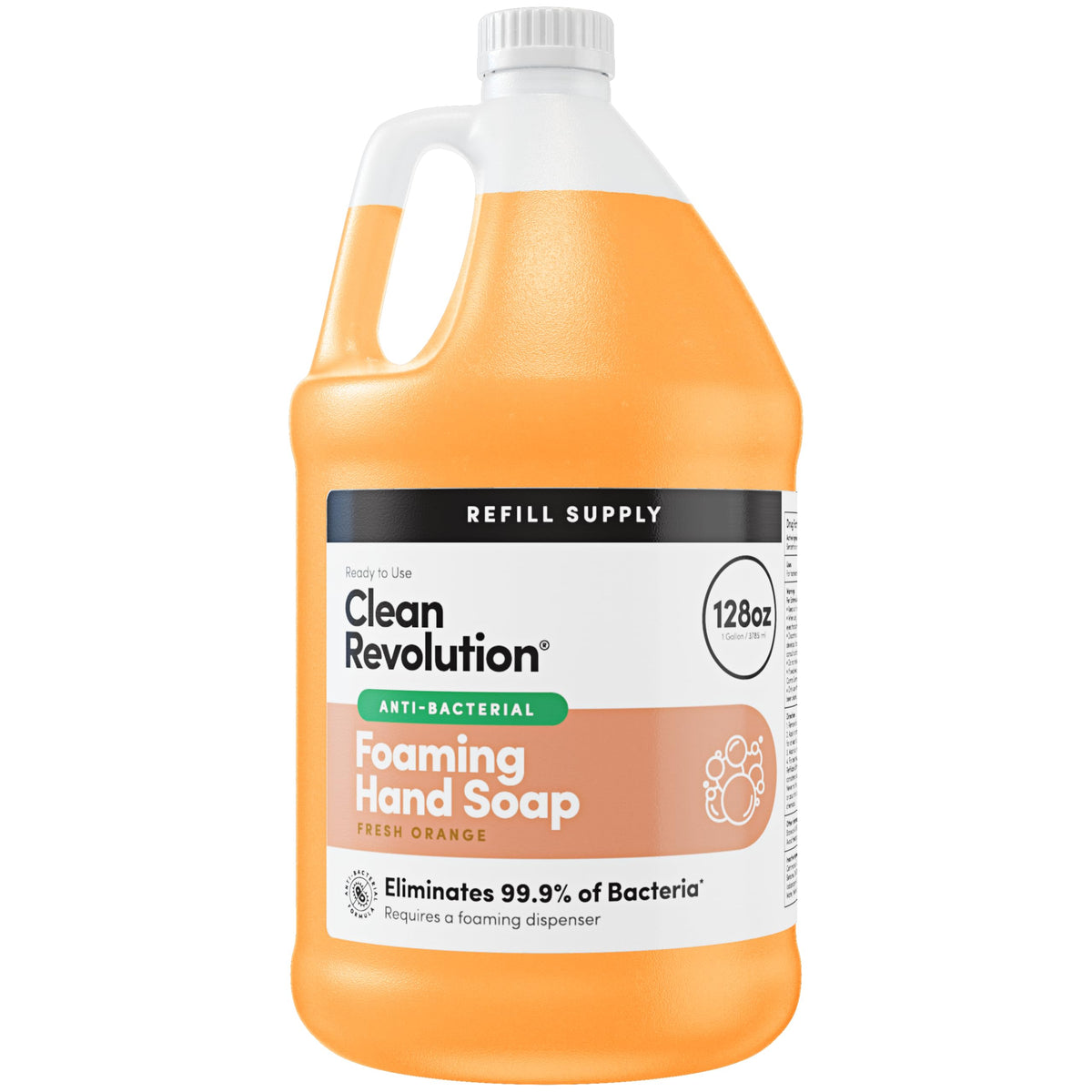 Clean Revolution antibacterial foaming hand soap refill bottle, 128 oz, reducing waste