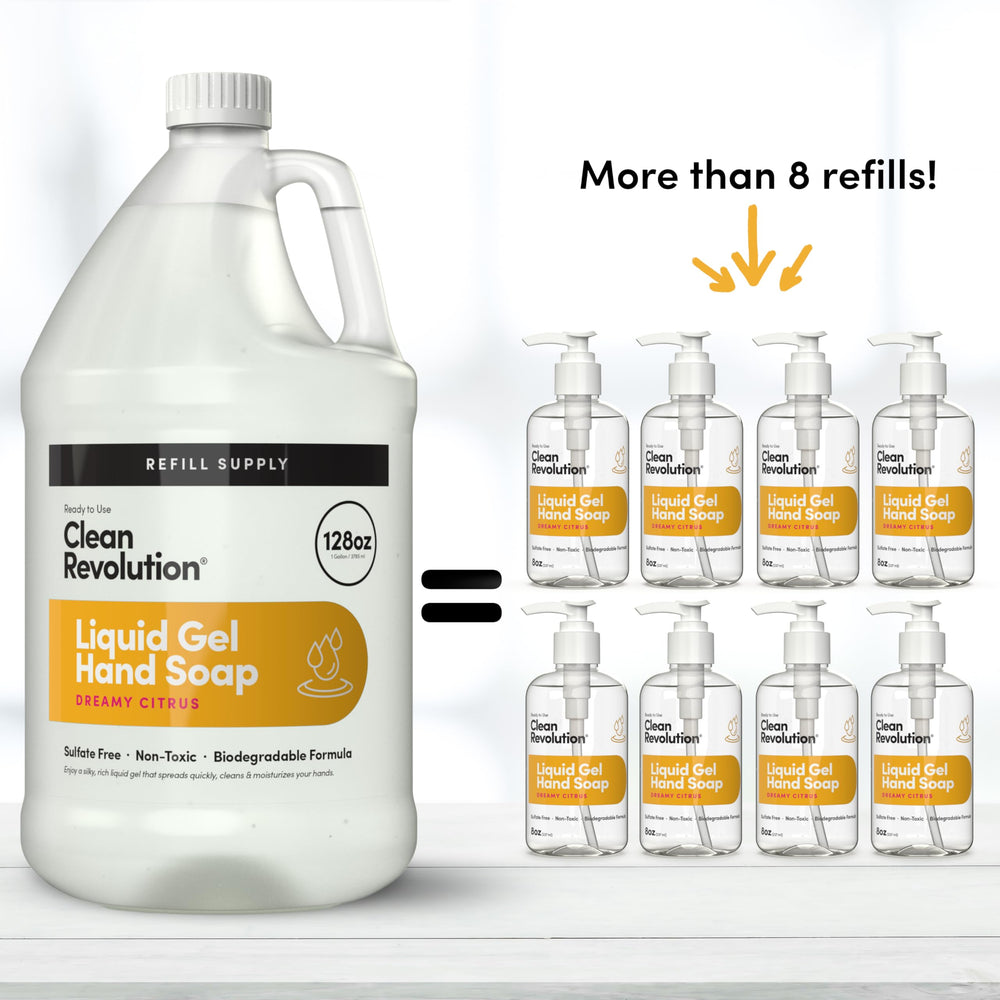 Green chemistry label on Dreamy Citrus bottle signaling eco-friendly formula.