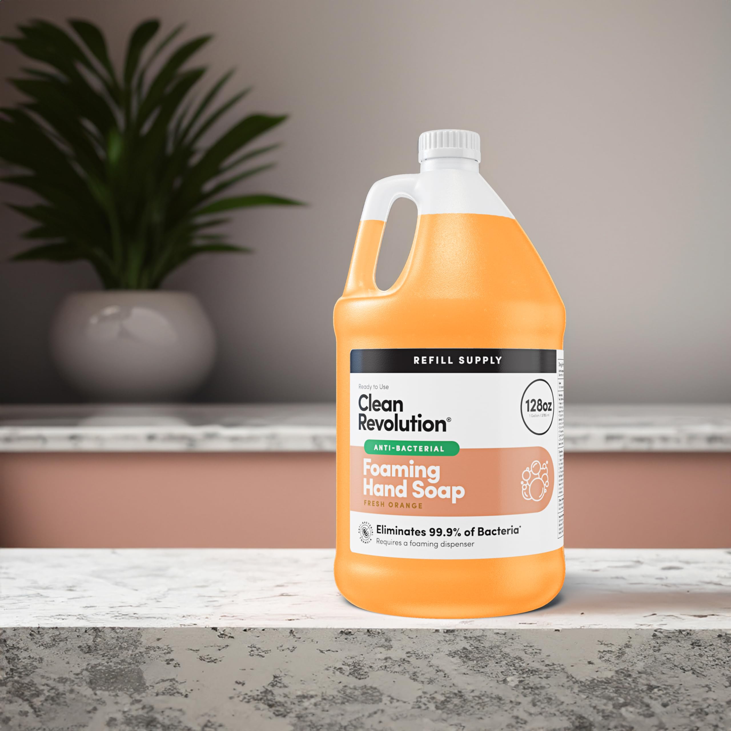 Clean Revolution foam dispenser ready to use with antibacterial hand soap