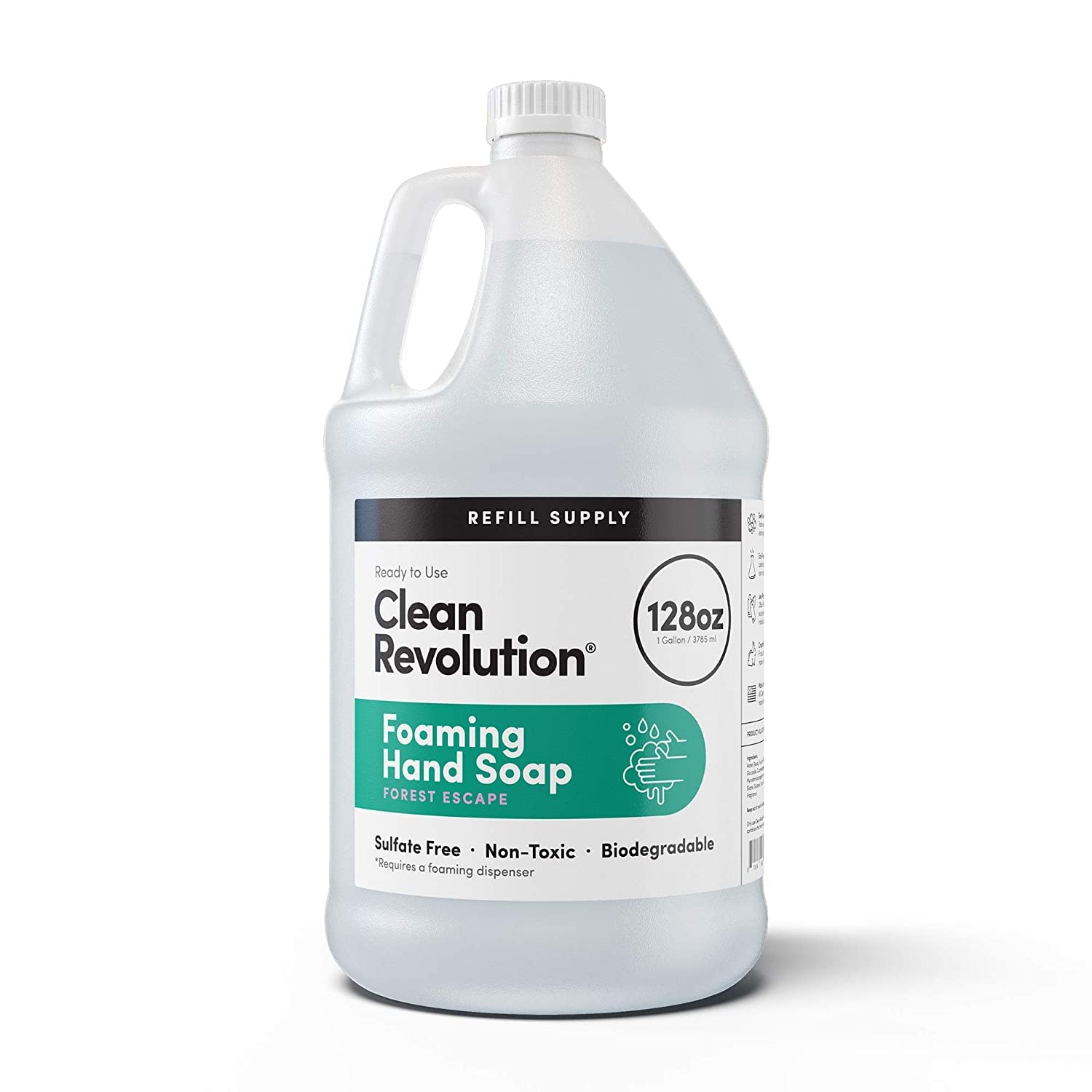 Clean Revolution foaming hand soap refill container for easy, mess-free refills.