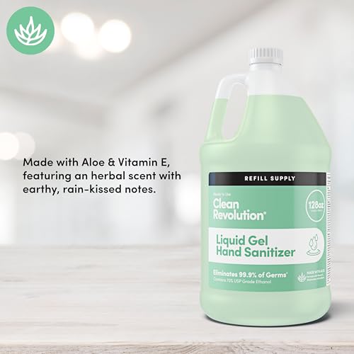 Clean Revolution hand gel on hands for quick sanitizing.