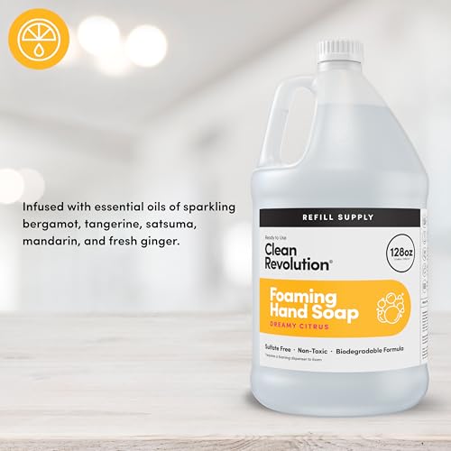 Clean Revolution refill bottle pour demonstrates convenient dispensing and waste reduction.