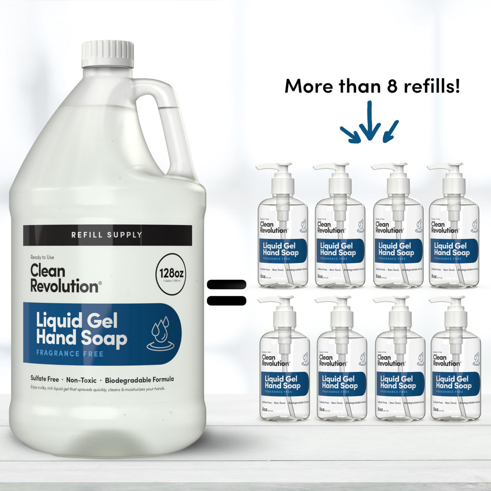 Clean Revolution refill container 128oz reduces waste and saves money