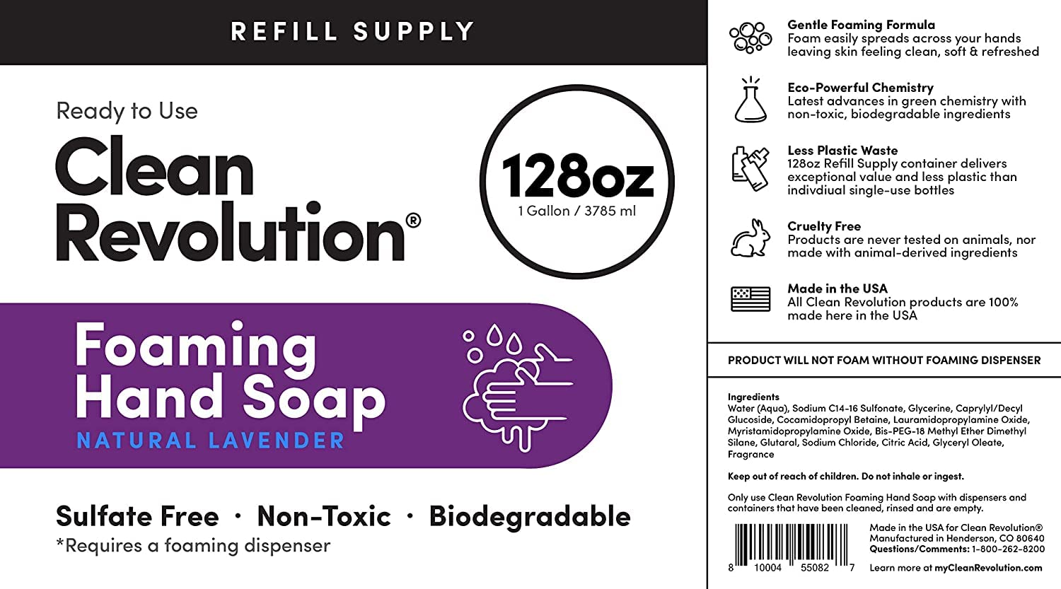 Clean Revolution refill-compatible design fits existing foaming dispensers.