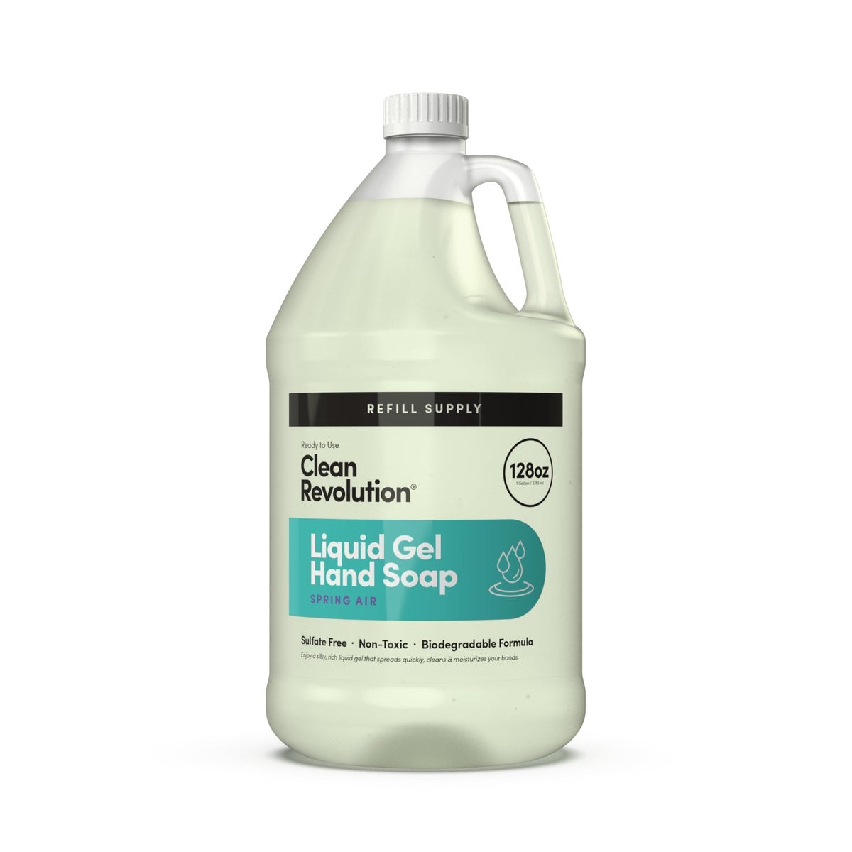Clean Revolution Spring Air hand soap bottle with silky lather and essential oils