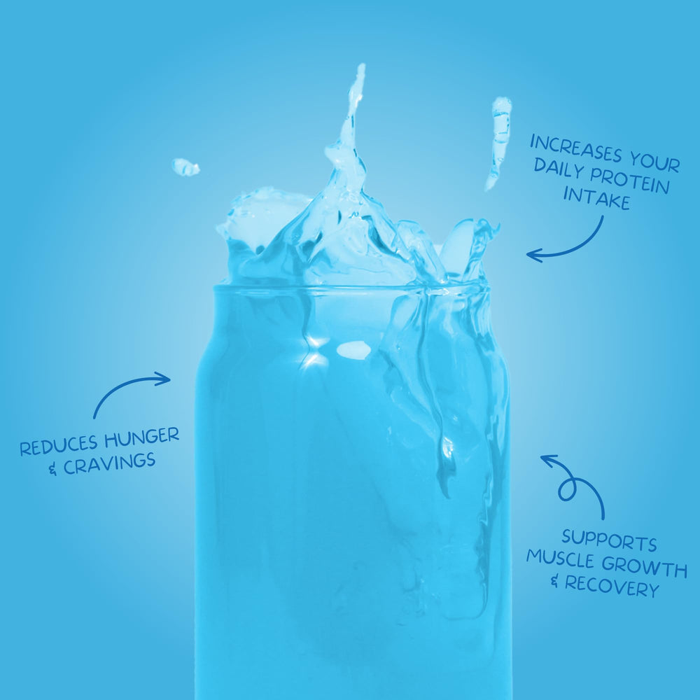 Clean Simple Eats Clear Protein Blue Bahama 20g serving label indicates protein-per-serving