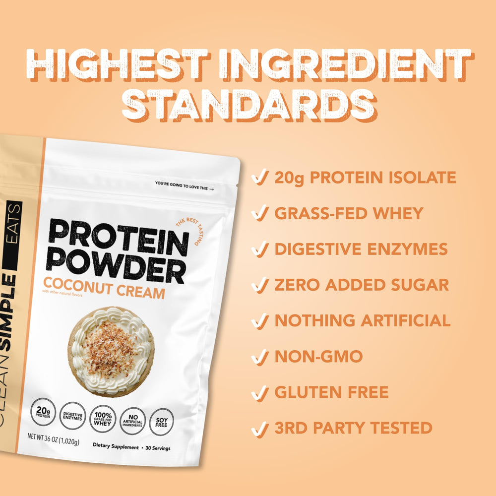 Clean Simple Eats whey coconut cream oats bowl, protein-rich breakfast