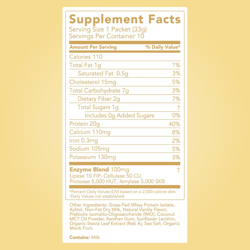 Clean Simple Eats Whey Protein Powder Simply Vanilla label view highlighting gluten-free, no artificial ingredients