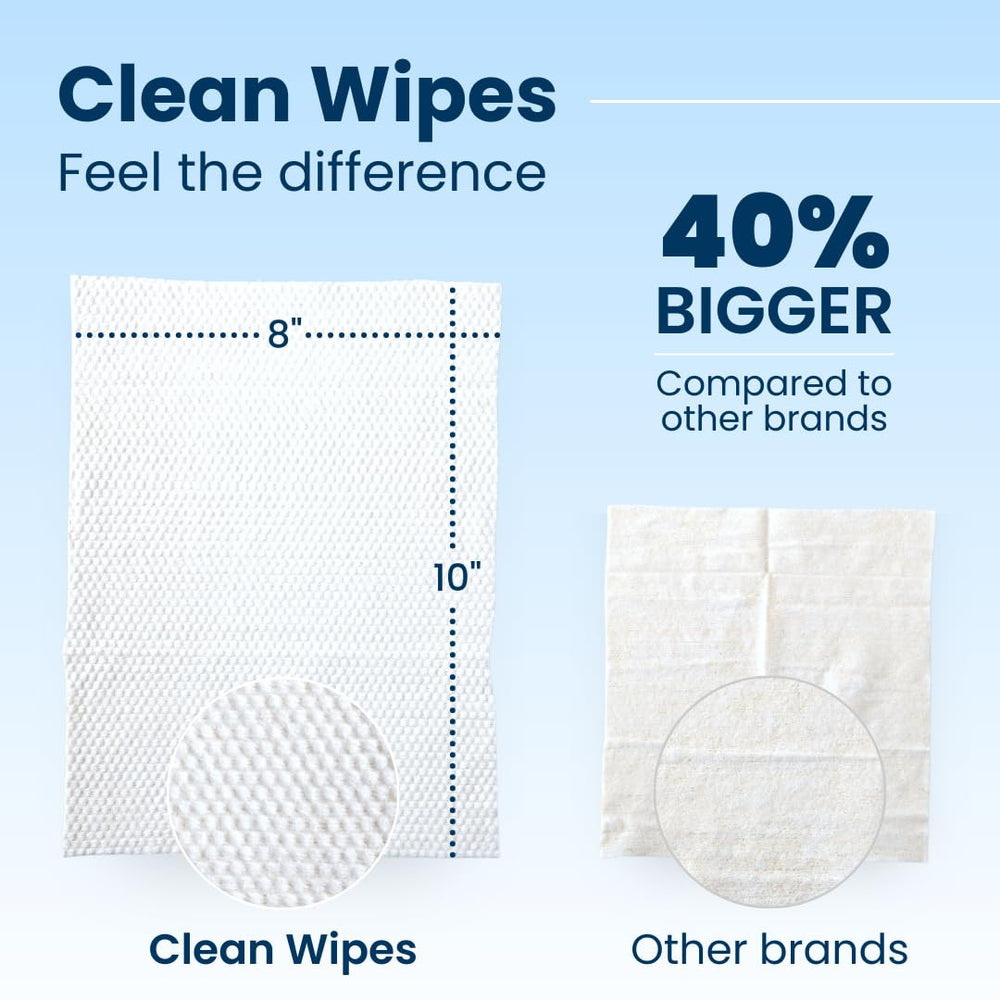 Clean Skin Club XL Premium Face Wipes close up texture shows large wipe.
