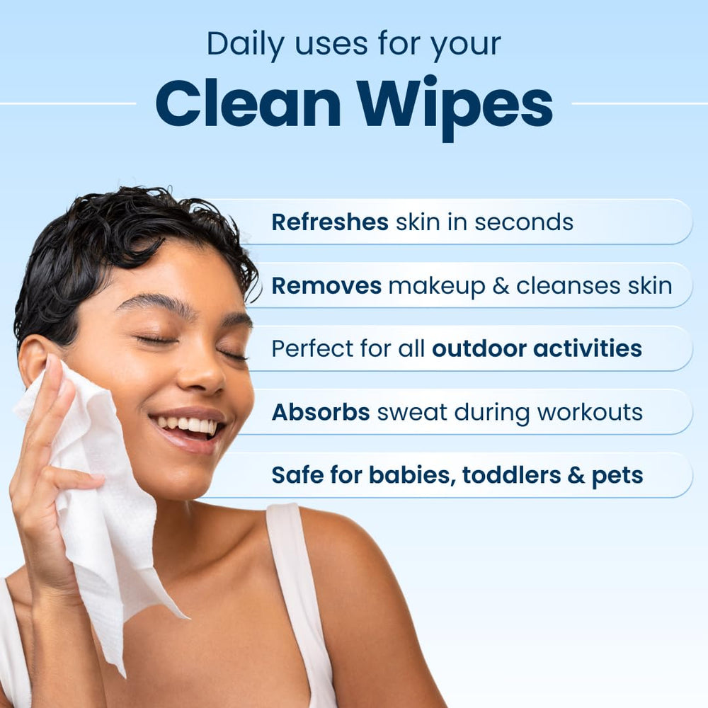 Clean Skin Club XL Premium Face Wipes fragrance free label visible.