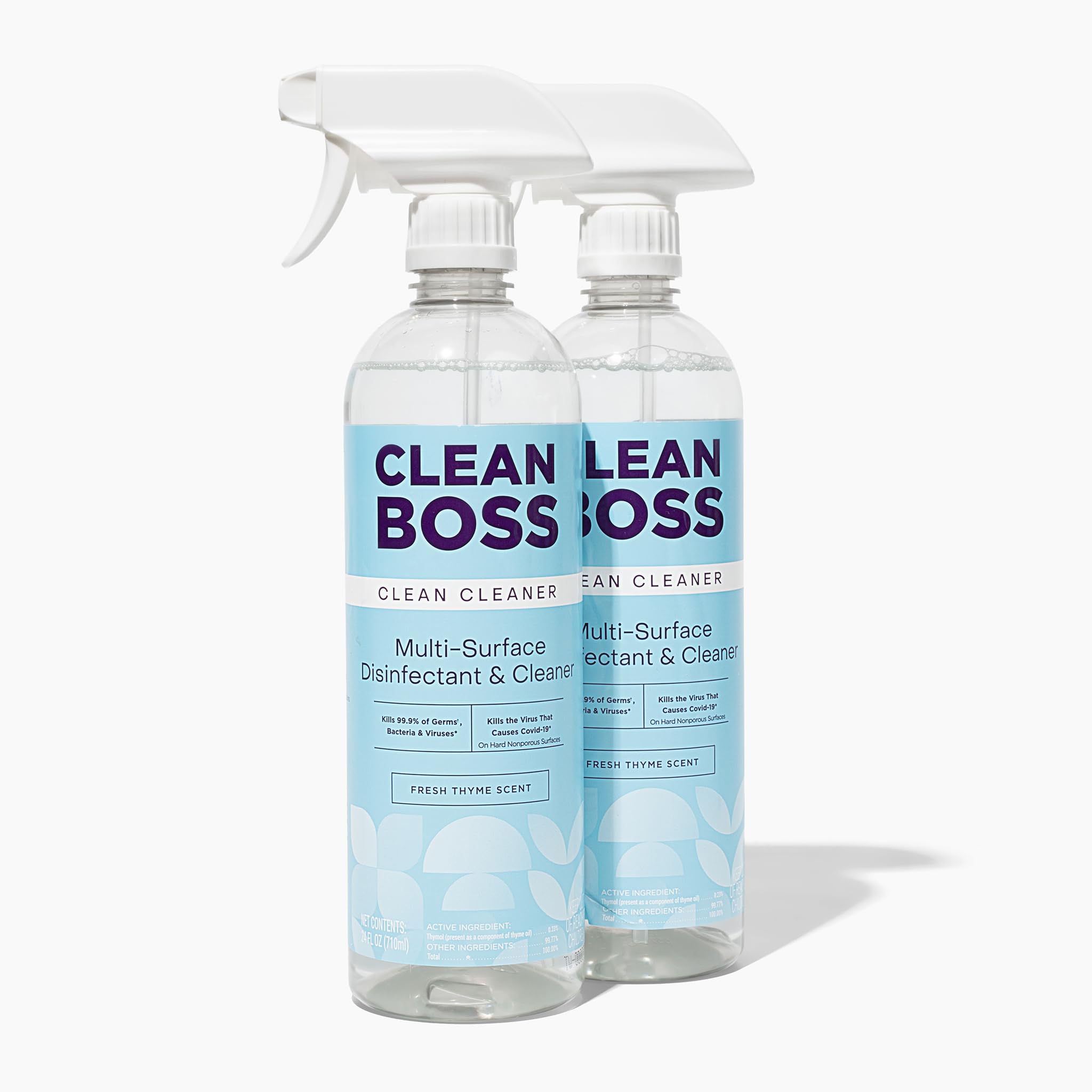 CleanBoss Botanical Disinfectant 24oz pack bottle with fresh thyme scent.