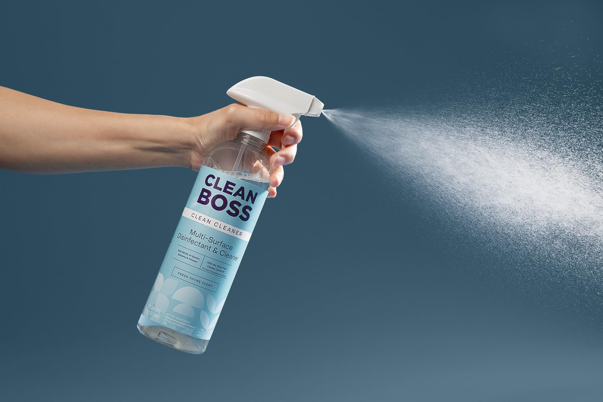 CleanBoss pet-friendly-disinfectant used safely around pets in a home setting.
