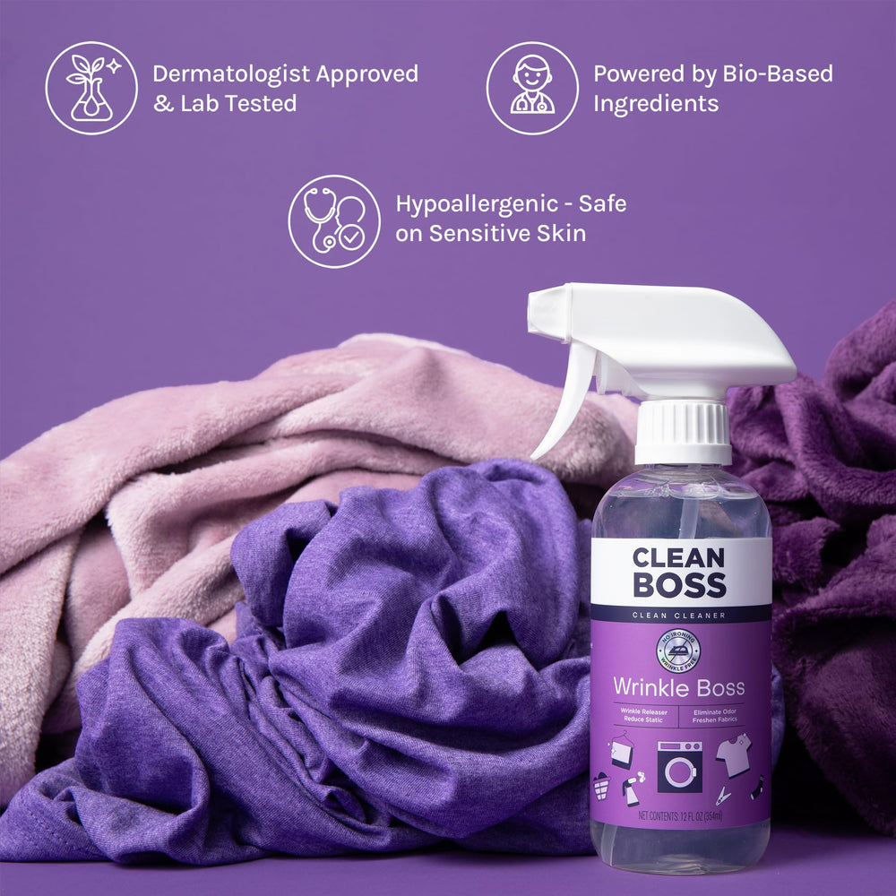 CleanBoss fabric refresh and static reduction for everyday wear