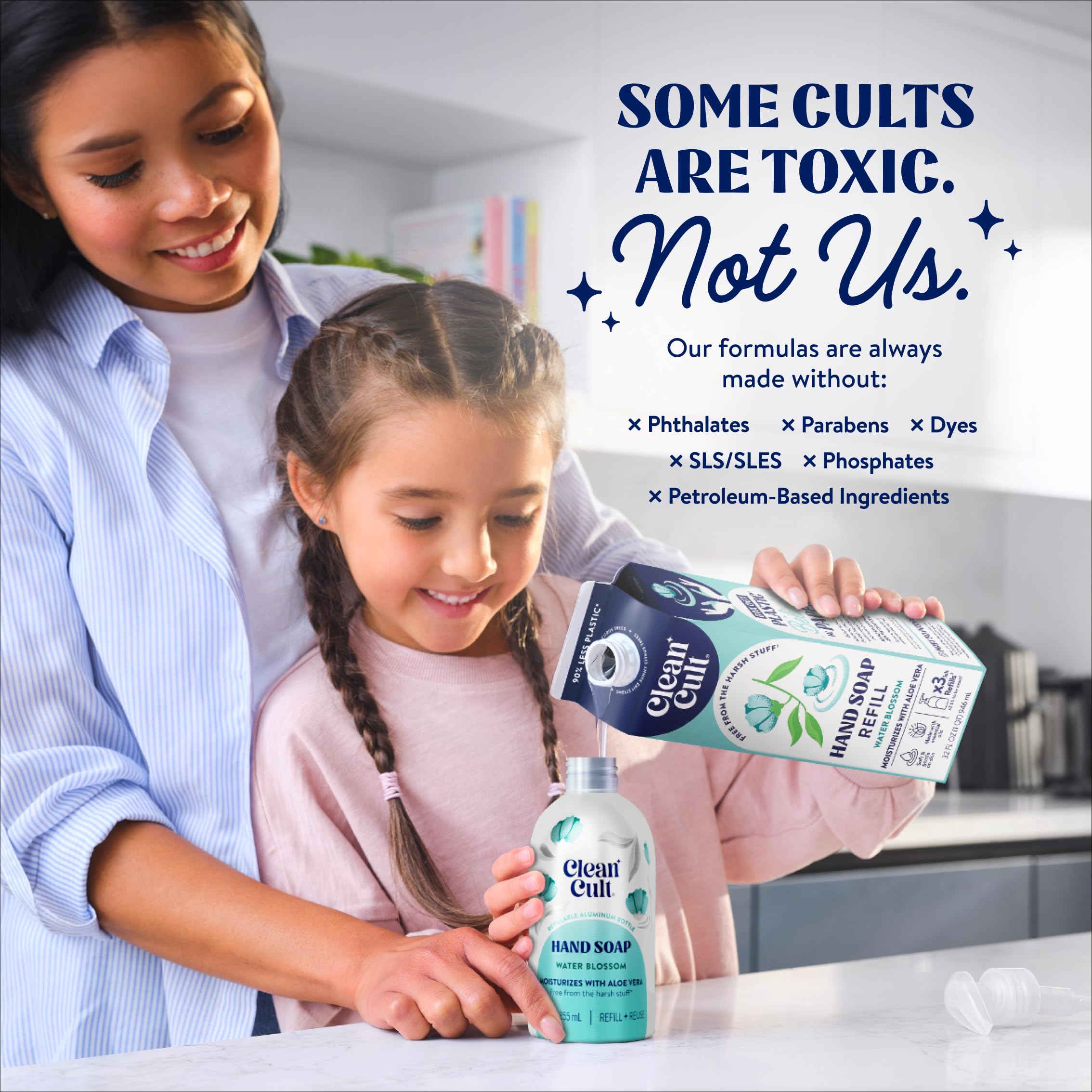 Cleancult 32 oz refill bottle on shelf, ready for a greener refill routine.